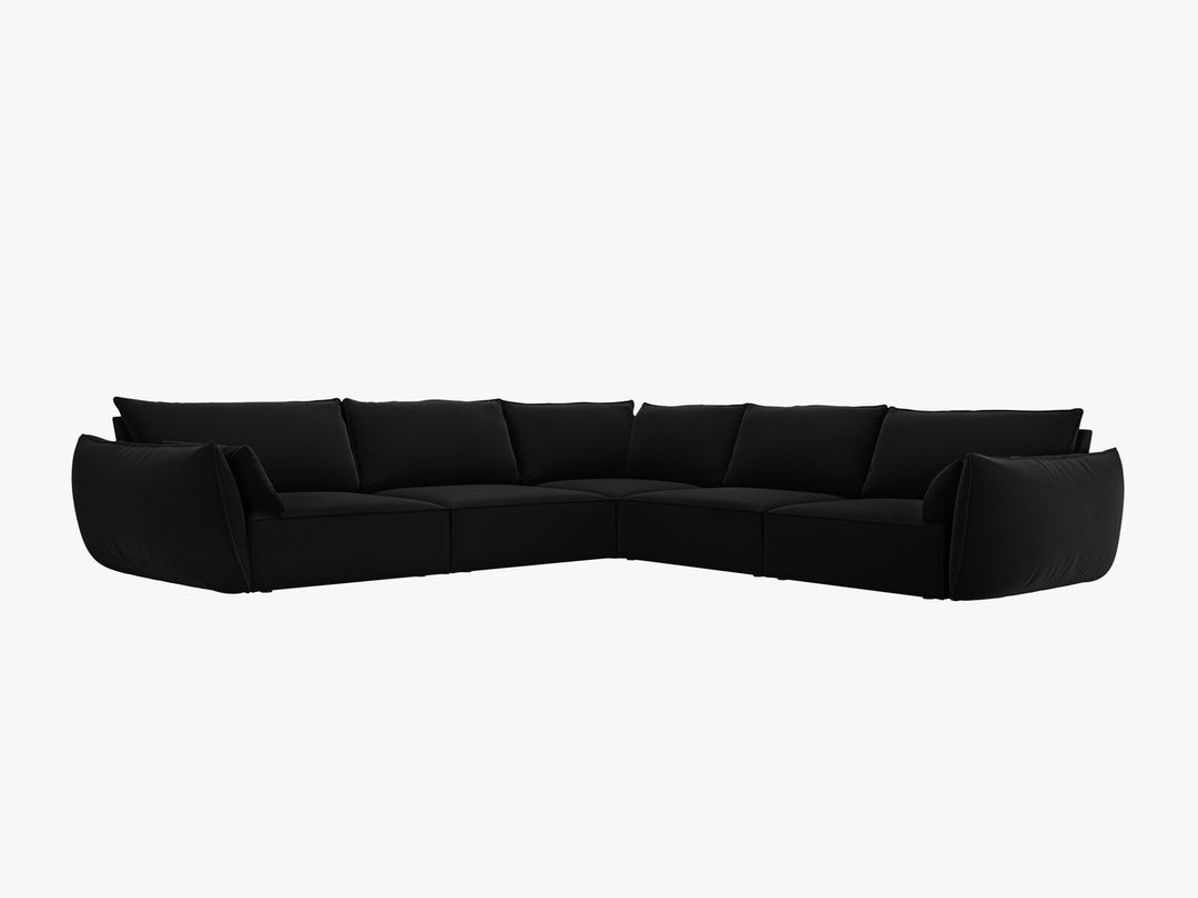 Micadoni Ecksofa Kaelle 7-Sitzer Samt Bluvel Schwarz