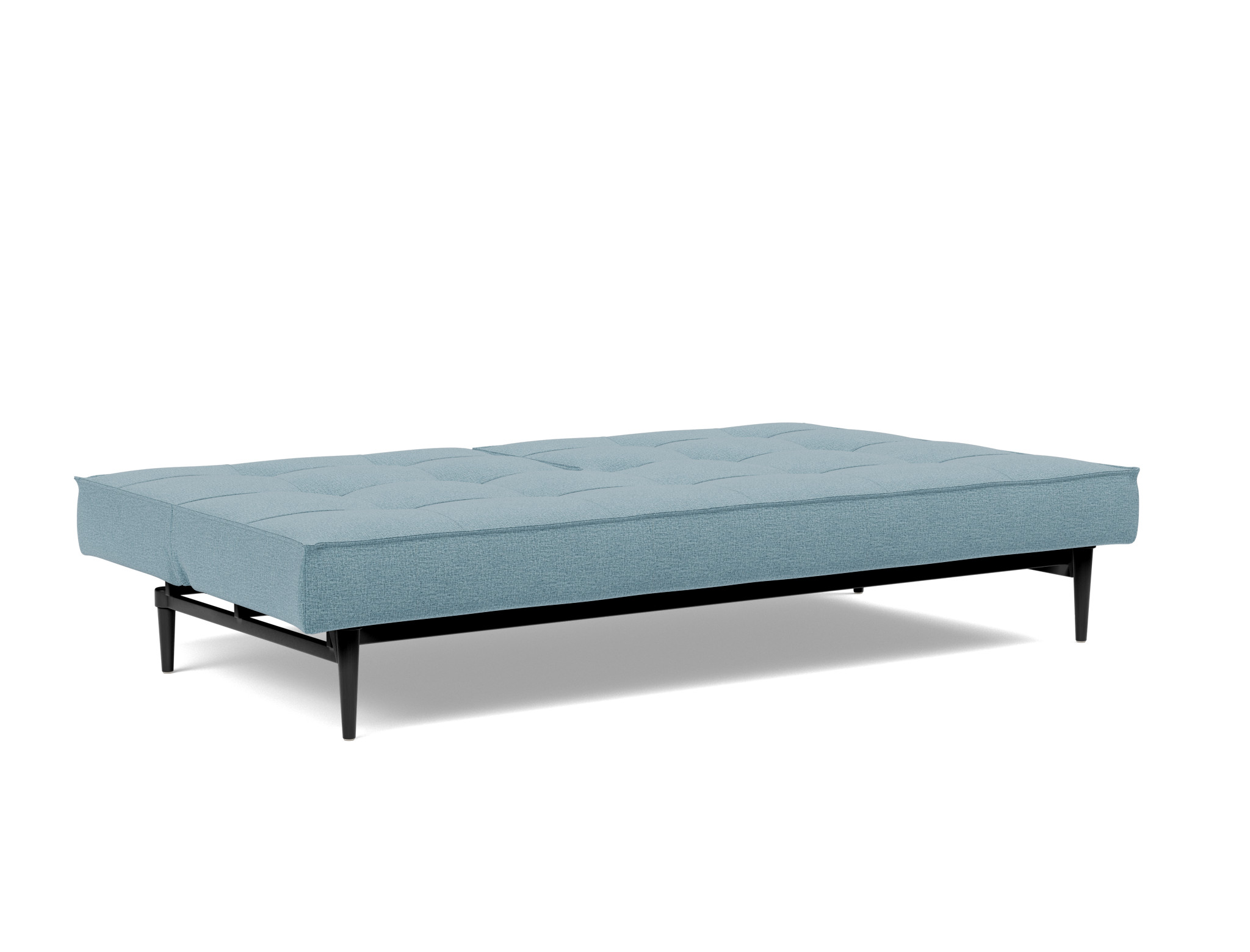 Schlafsofa Splitback Flachgewebe Mixed Dance 525-Light-Blue Beine Styletto Eiche schwarz