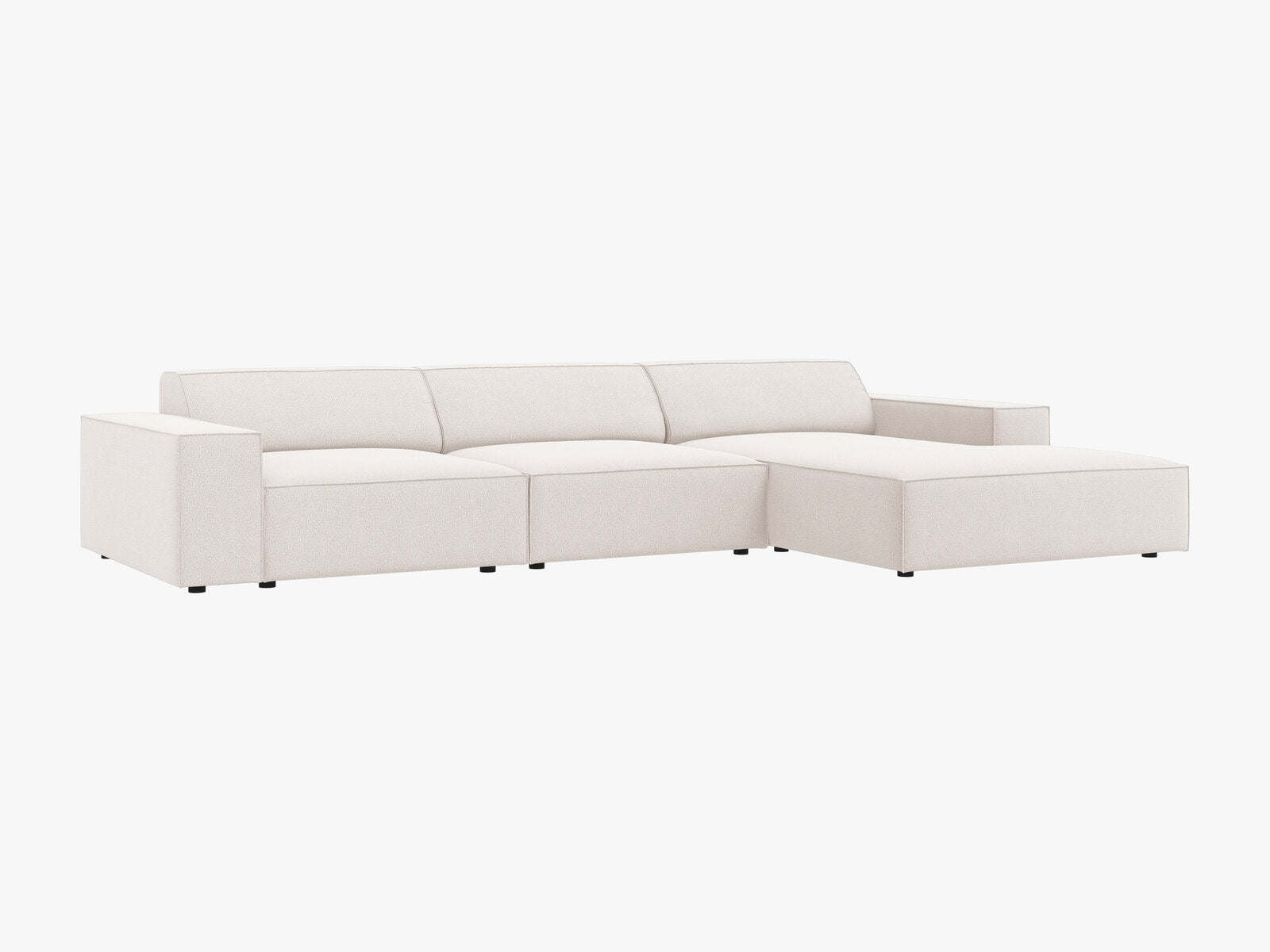 Micadoni Ecksofa Jodie 4-Sitzer Rechts Strukturierter Stoff Megan Helles Beige