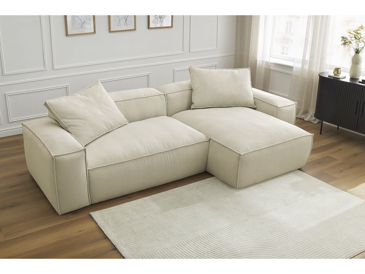 Bobochic Boheme Ecksofa, 3 Kissen Cordsamt Beige