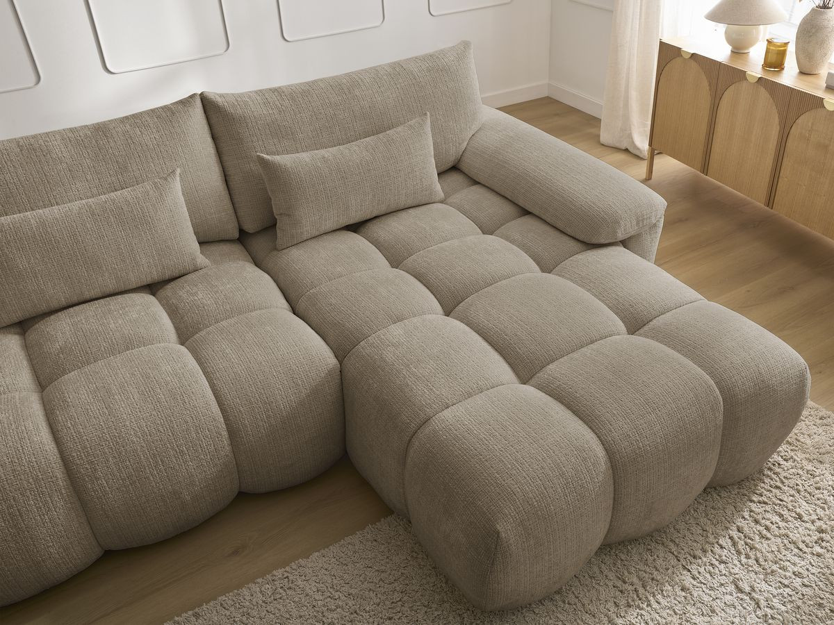 Bobochic Ivane Ecksofa Strukturstoff Taupe Ecke rechts