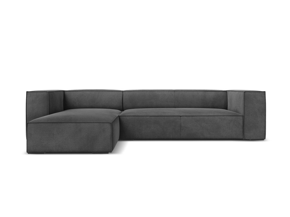Cosmopolitan Design Ecksofa Turin 5-Sitzer Strukturierter Stoff Rosario Grau Links