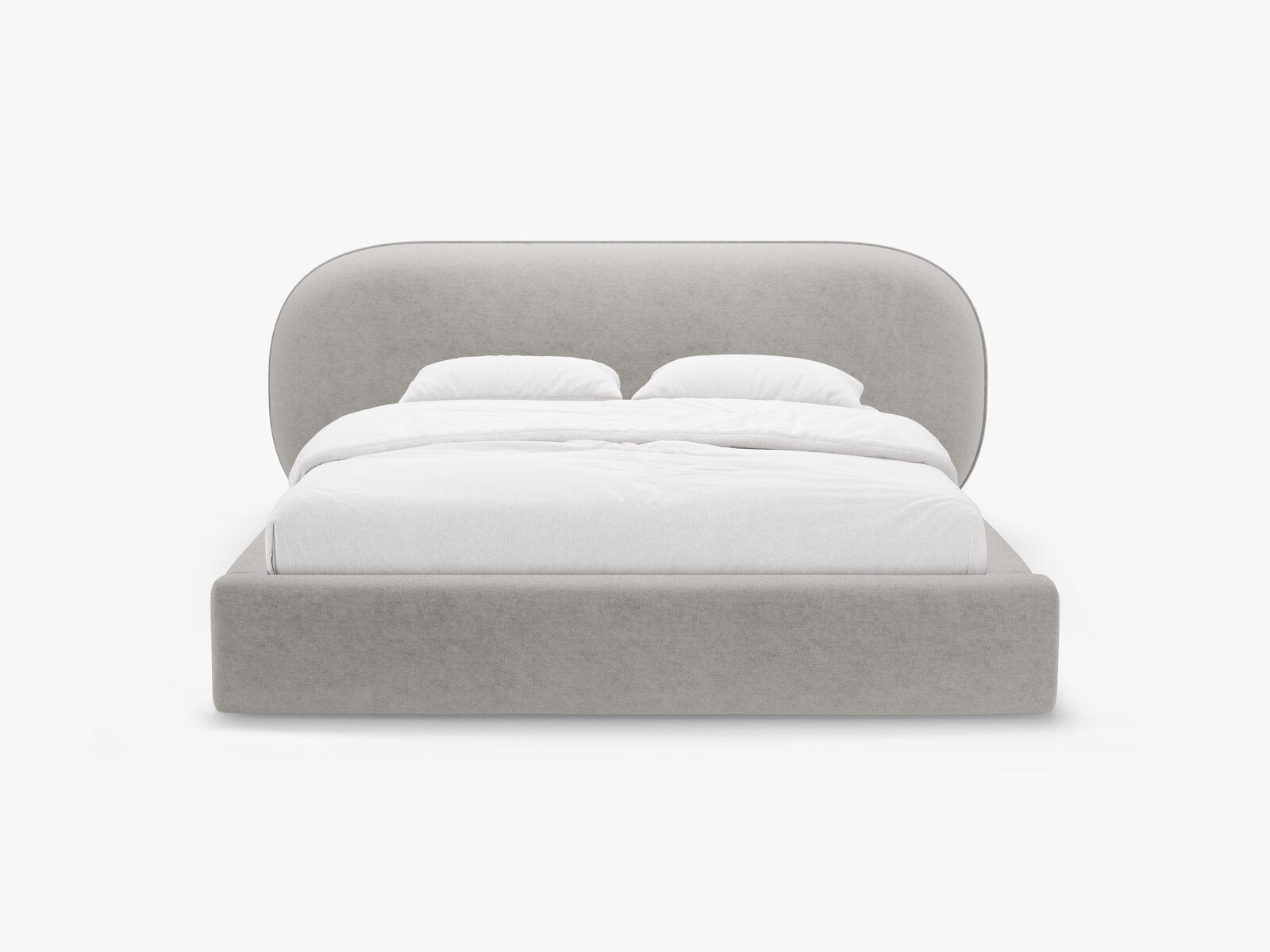 Micadoni Stauraumbett mit Kopfteil Ovalo Chenille Perfect Harmony Hellgrau 160x200