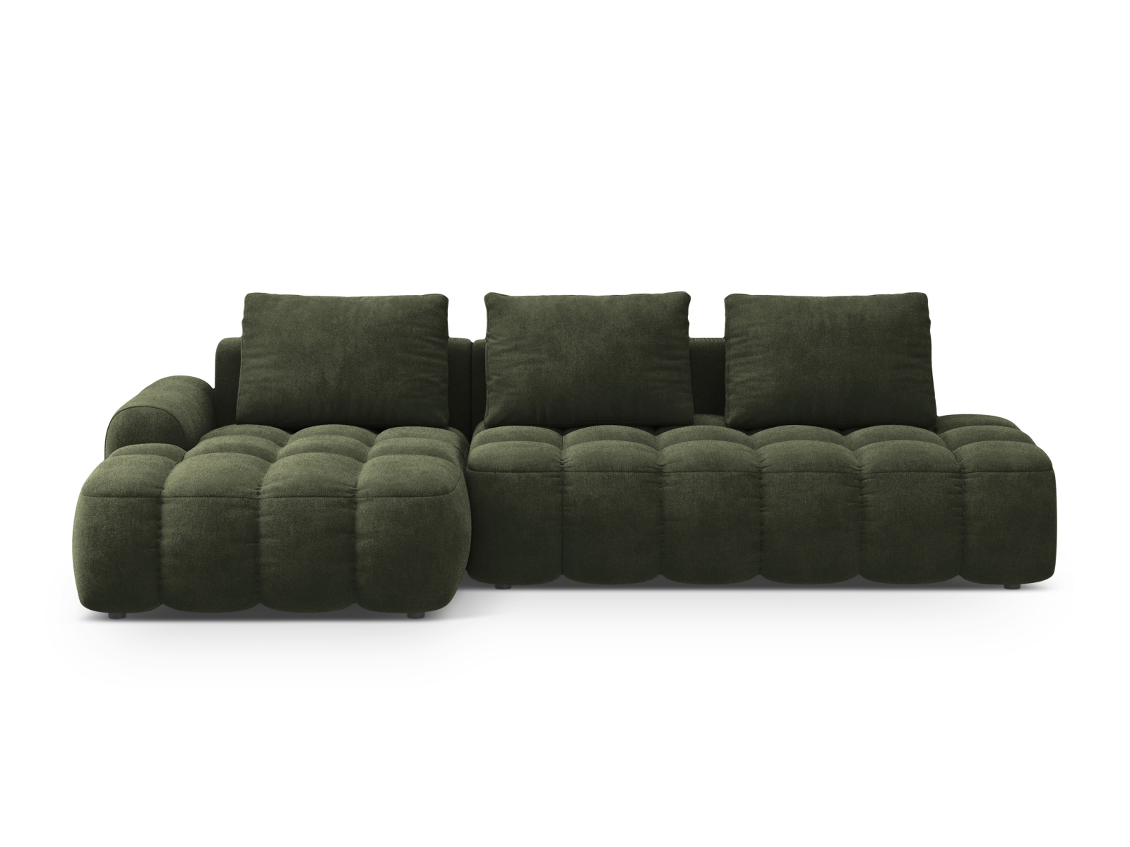 Cosmopolitan Design Ecksofa Linz 3-Sitzer offen mit Schlaffunktion Samt Vogue Grün Links