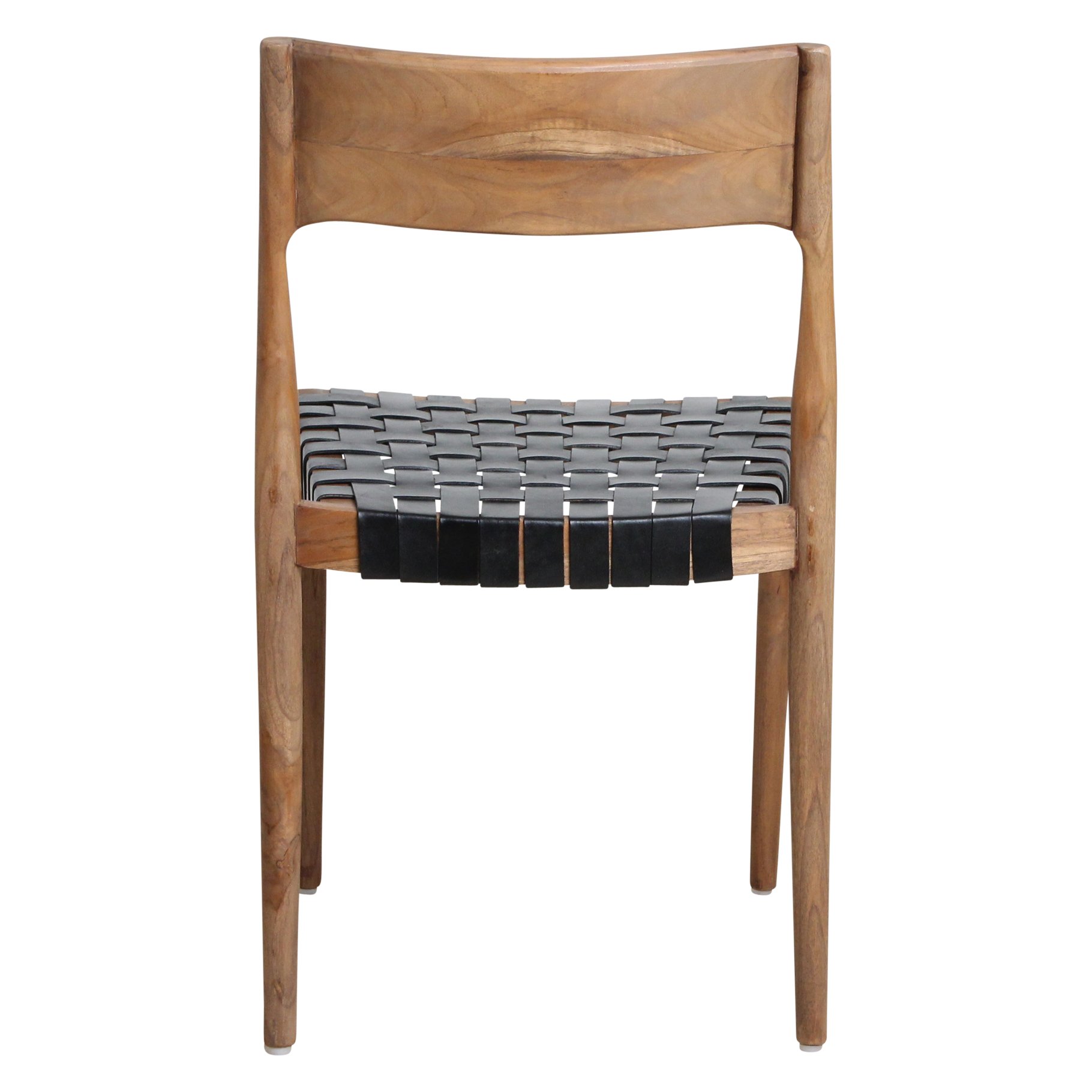 Raw Materials Freya Esszimmerstuhl aus Teakholz Leder Schwarz