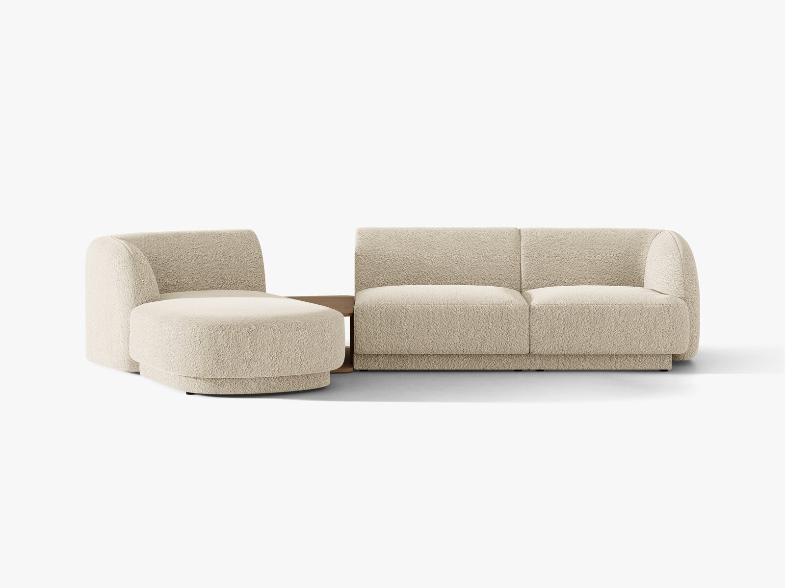 Micadoni Modulares Sofa Miley mit Recamiere 3-Sitzer Links Boucle Baloo Beige