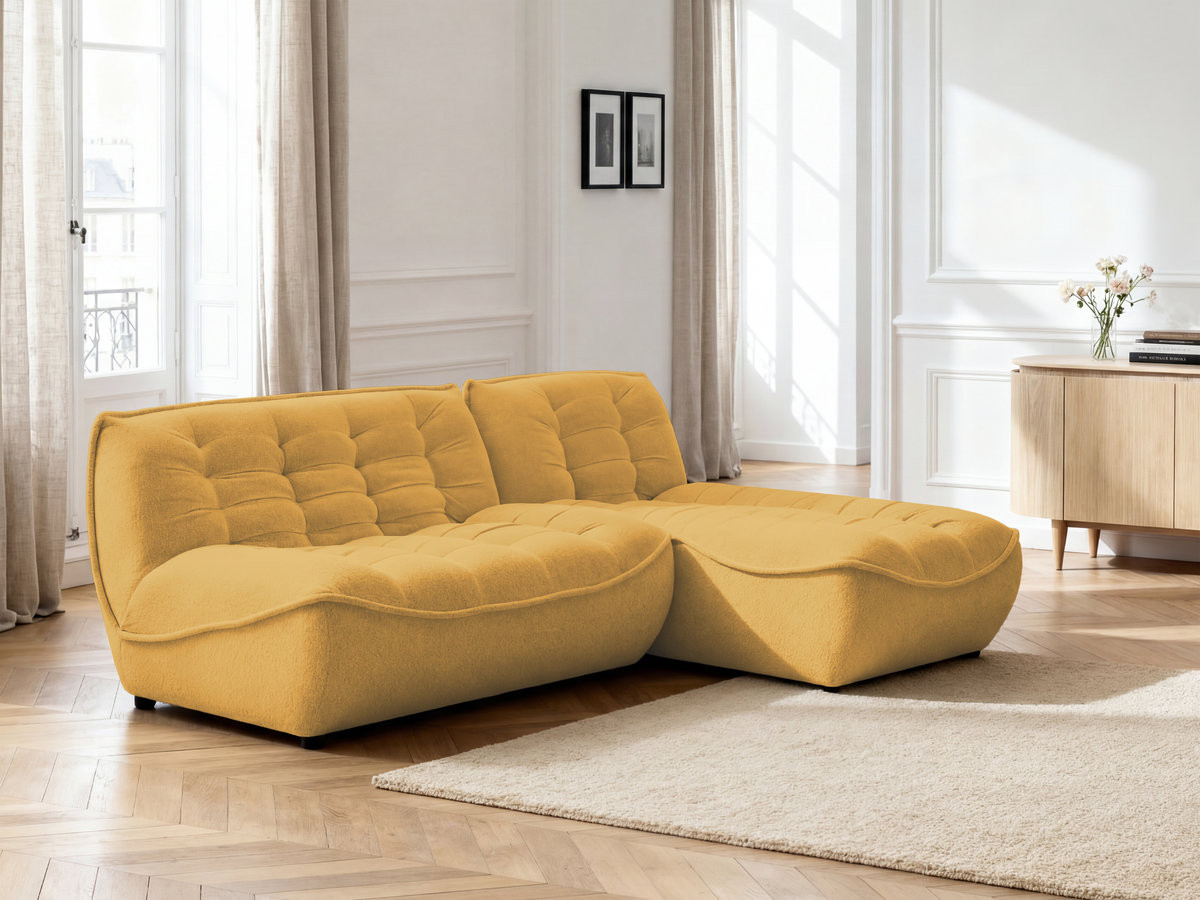 Bobochic Serena Ecksofa Melange-Stoff Gelb