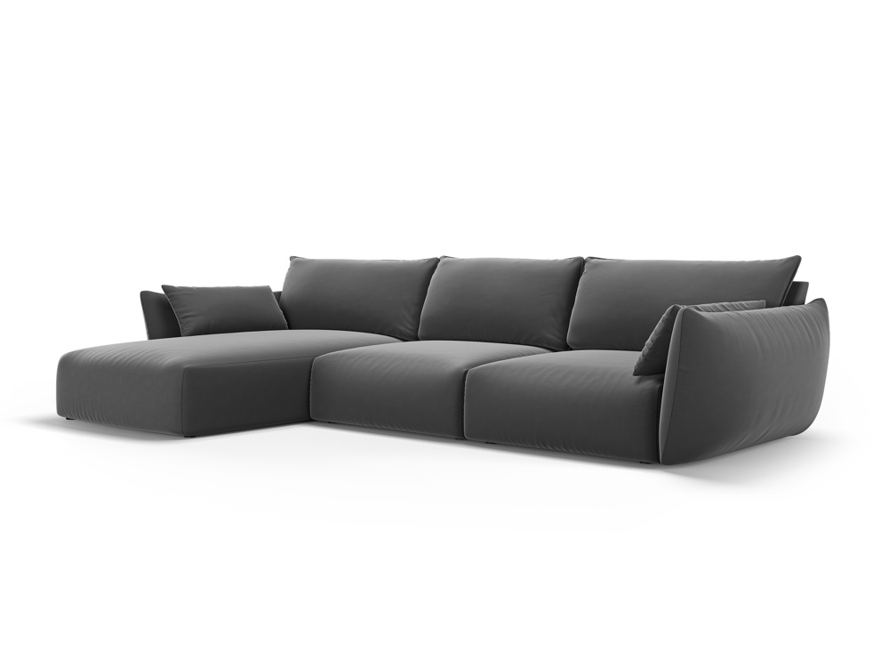 Cosmopolitan Design Ecksofa Matera 4-Sitzer Samt Salvador Dunkelgrau Links