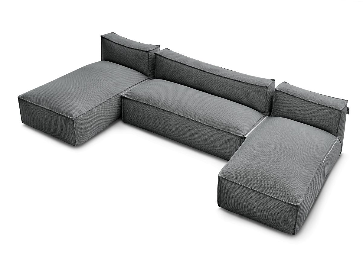 Bobochic Biarritz Gartensofa 4-Sitzer Melange-Stoff Schwarz