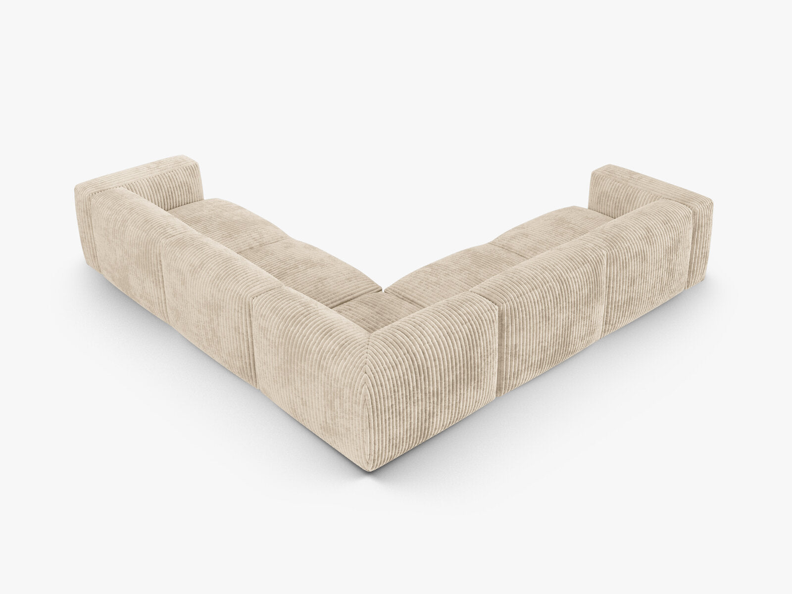 Micadoni modulares symmetrisches Ecksofa XL Martina 5-Sitzer 90cm Sitztiefe Kord Tilia Helles Beige