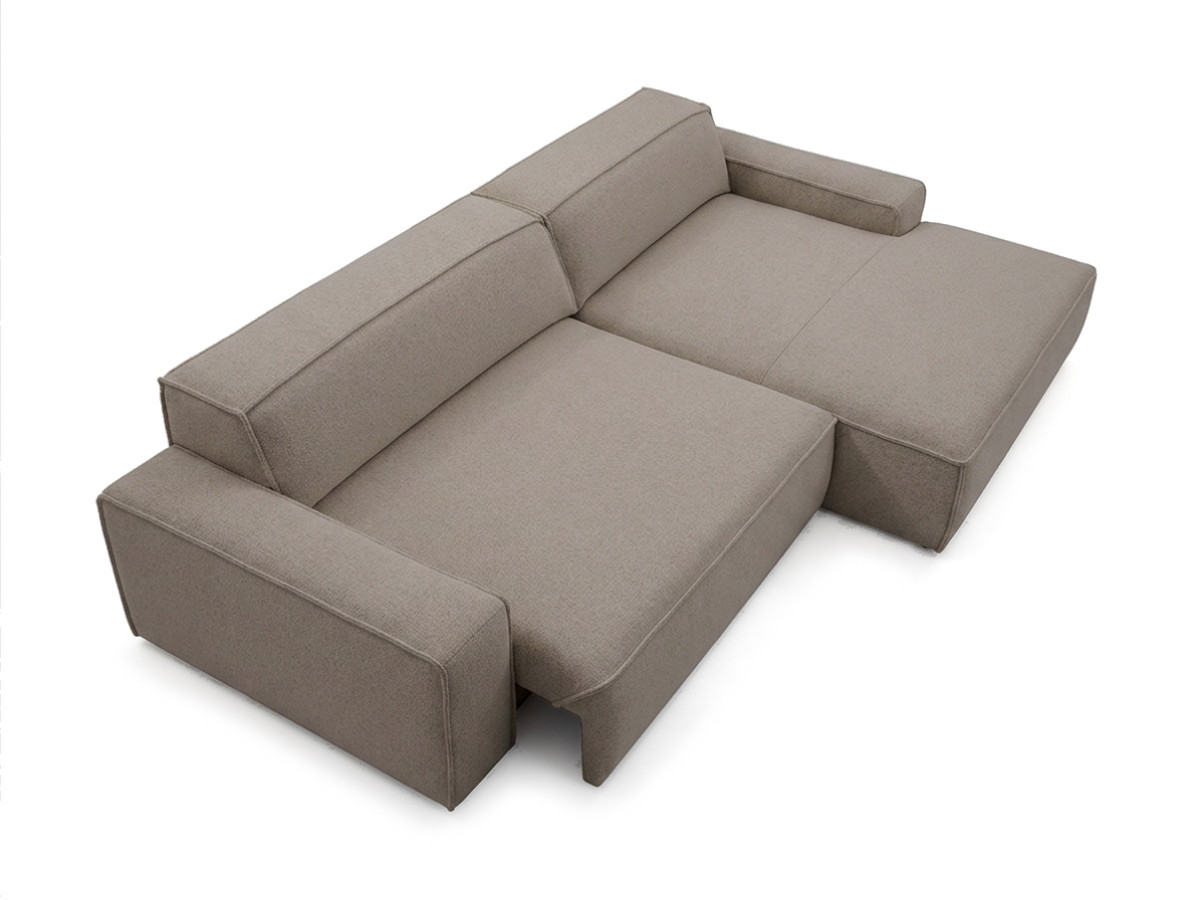 Bobochic Abel Ecksofa mit Schlaffunktion Melange-Stoff Taupe Ecke rechts
