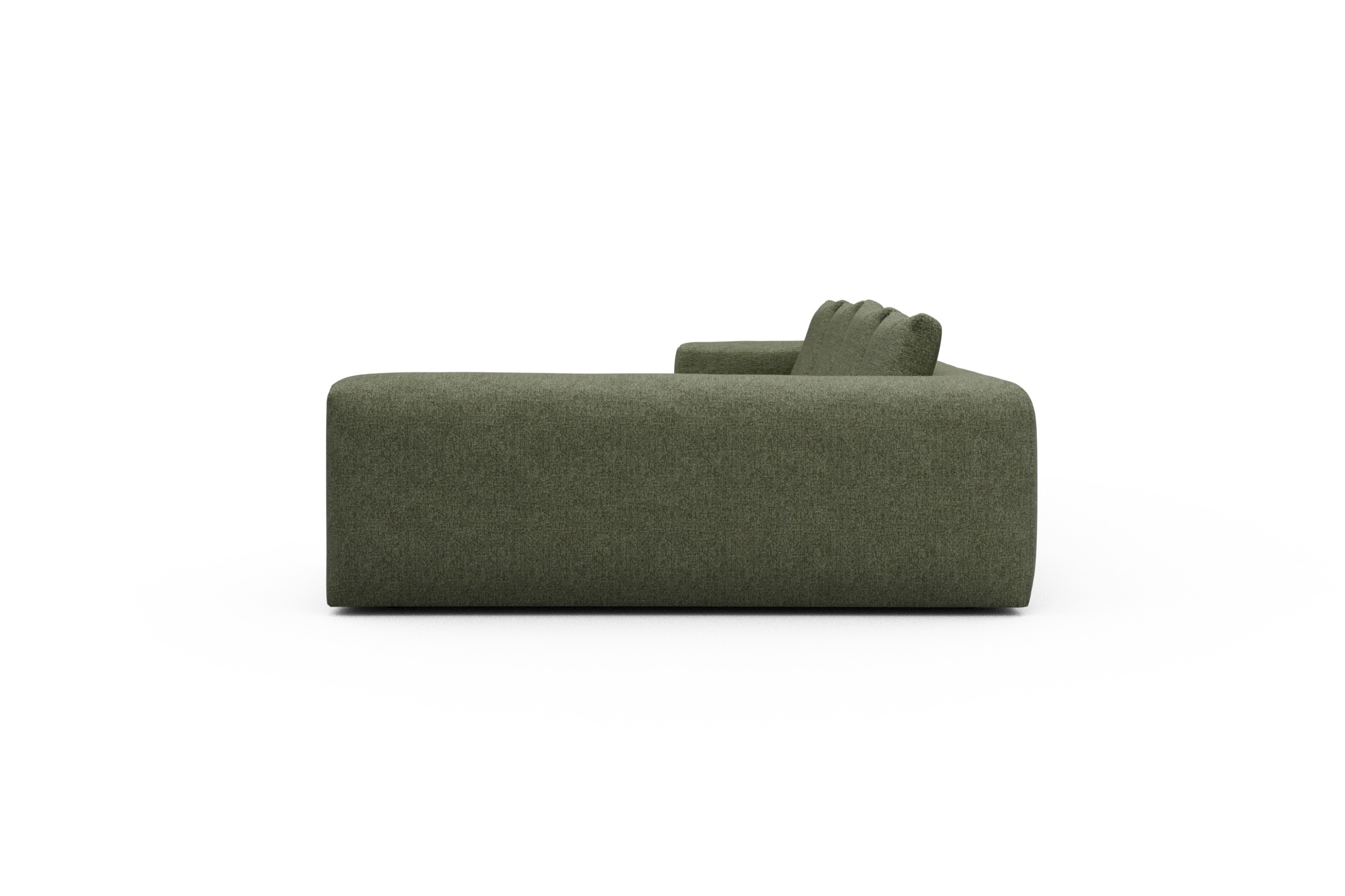 Wohnlandschaft Fred Chaiselongue links mit 2-Sitzer und lange Armlehne rechts Carreno-Vivid-Green