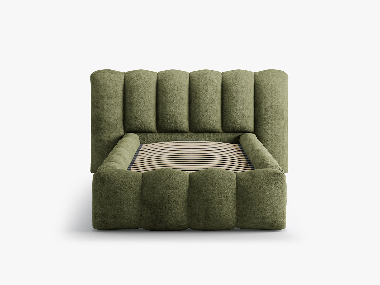 Micadoni Stauraumbett mit Kopfteil Lupine Chenille Perfect Harmony Grün