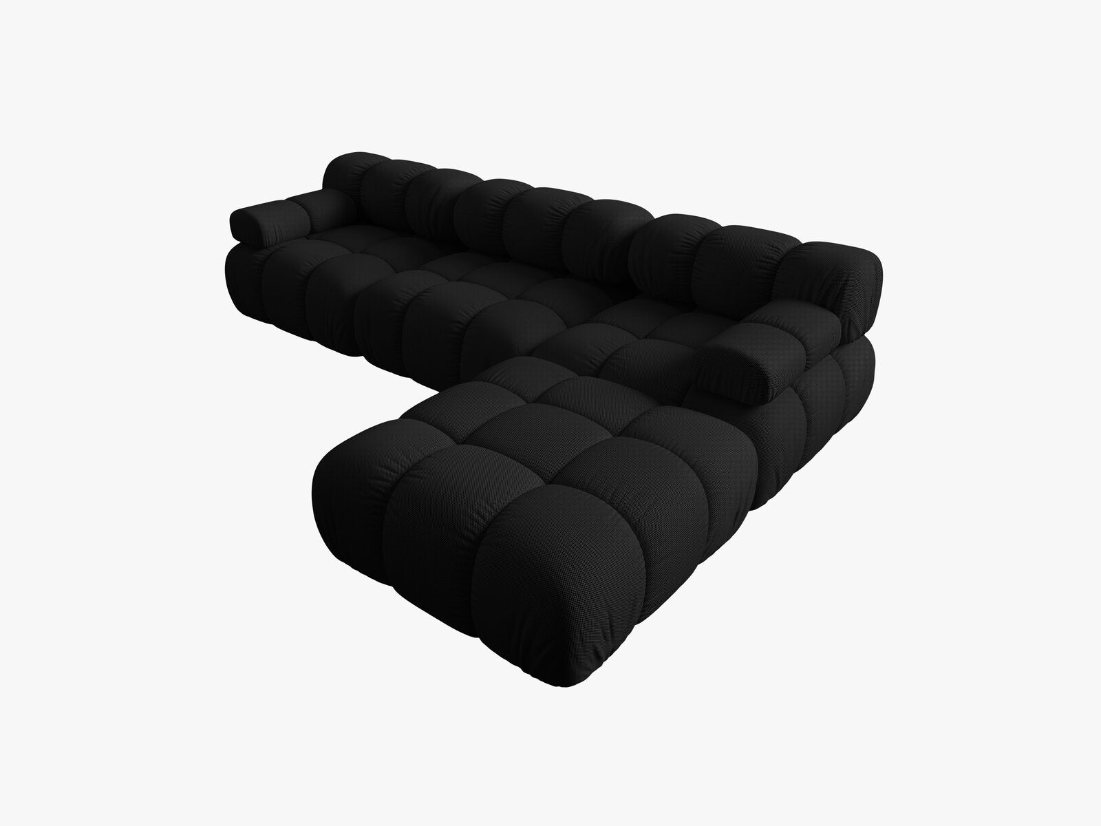 Micadoni Modulares Sofa Bellis 4-Sitzer mit flachem Modul 3D-Stoff Sonic Schwarz