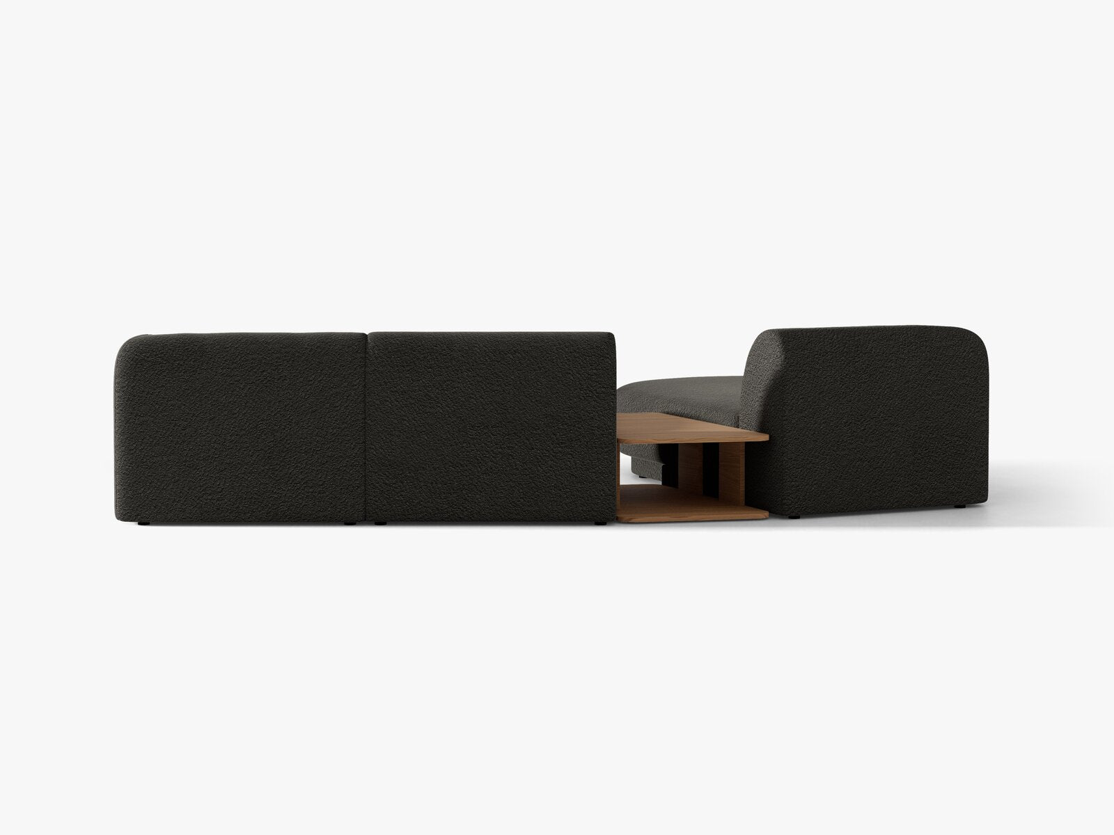 Micadoni Modulares Sofa Miley mit Recamiere 3-Sitzer Links Boucle Baloo Braun