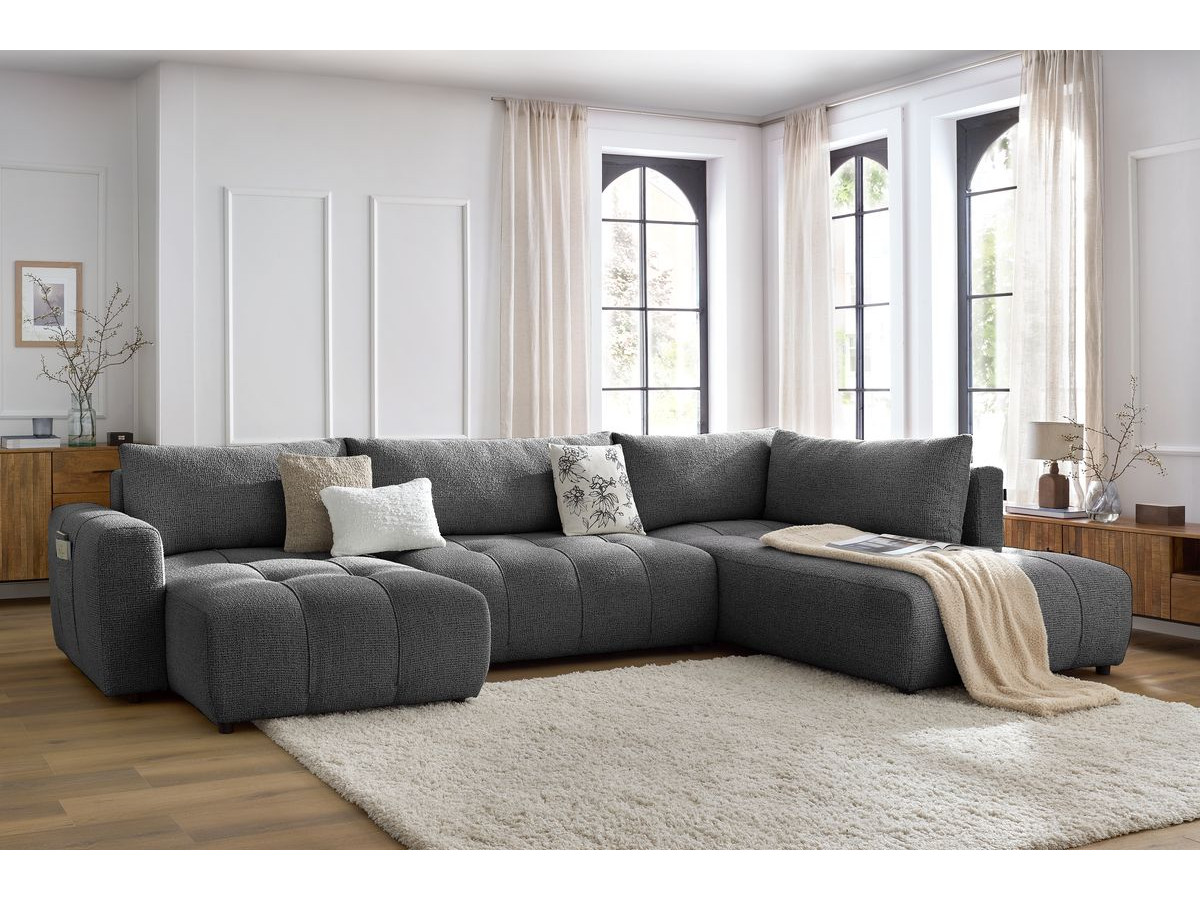 Bobochic Arsene Wohnlandschaft Melange-Stoff Dunkelgrau Ecke links
