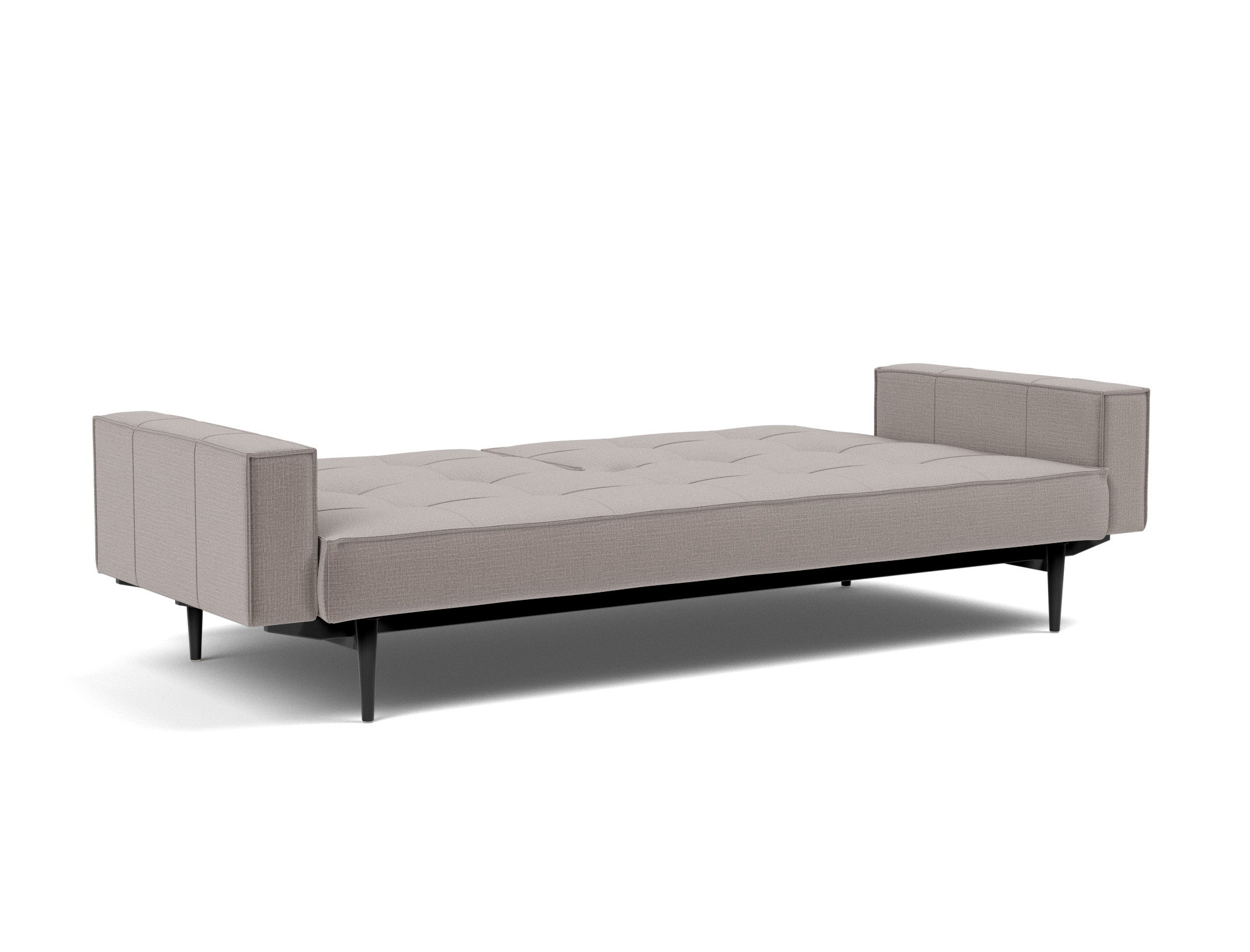 Schlafsofa Splitback mit Armlehnen Chenille Esina 418-Truffle Beine Styletto Eiche schwarz