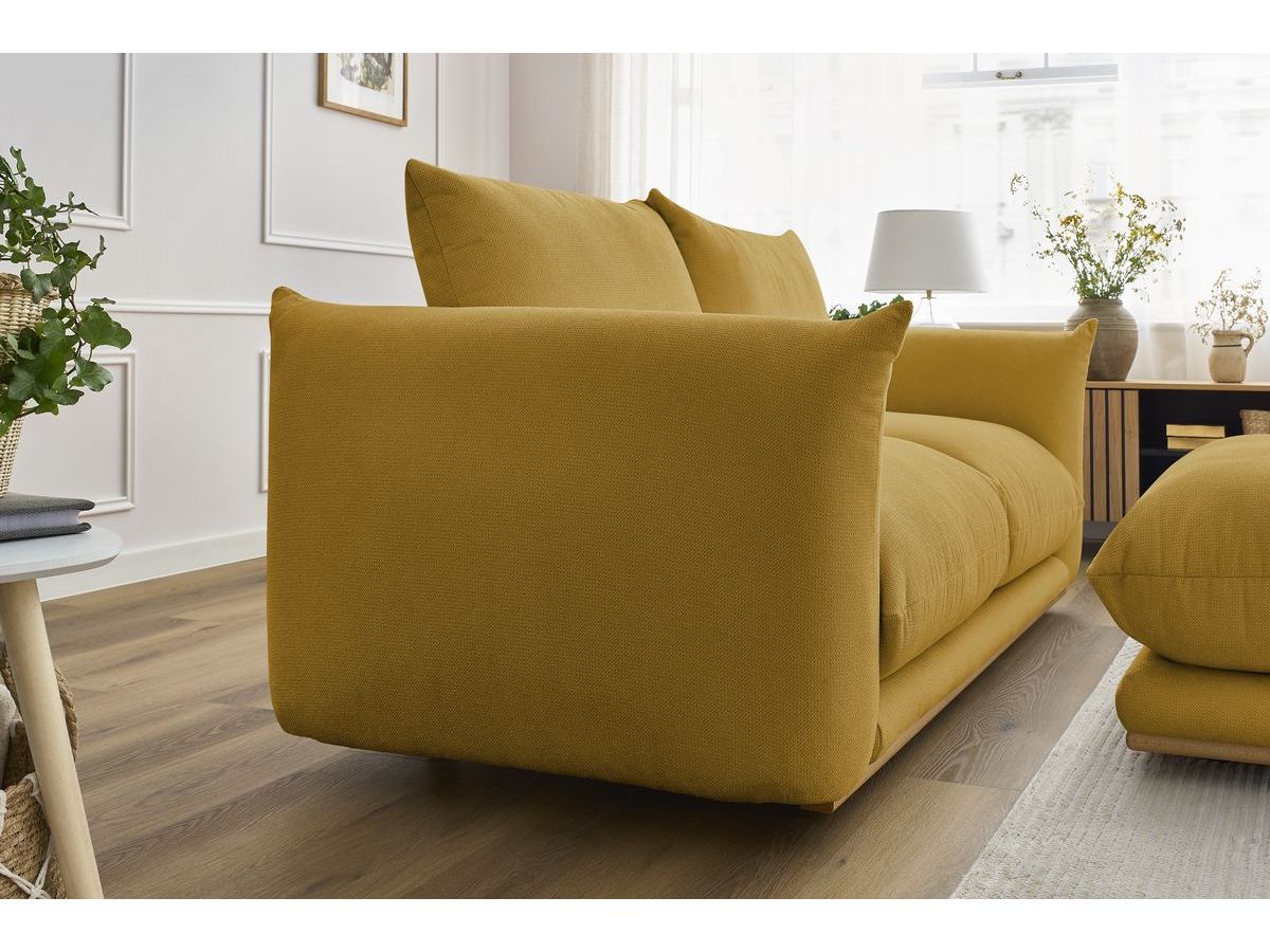 Bobochic Ernest Sofa 3-Sitzer mit Pouf 193 × 106 cm Stoff Gelb