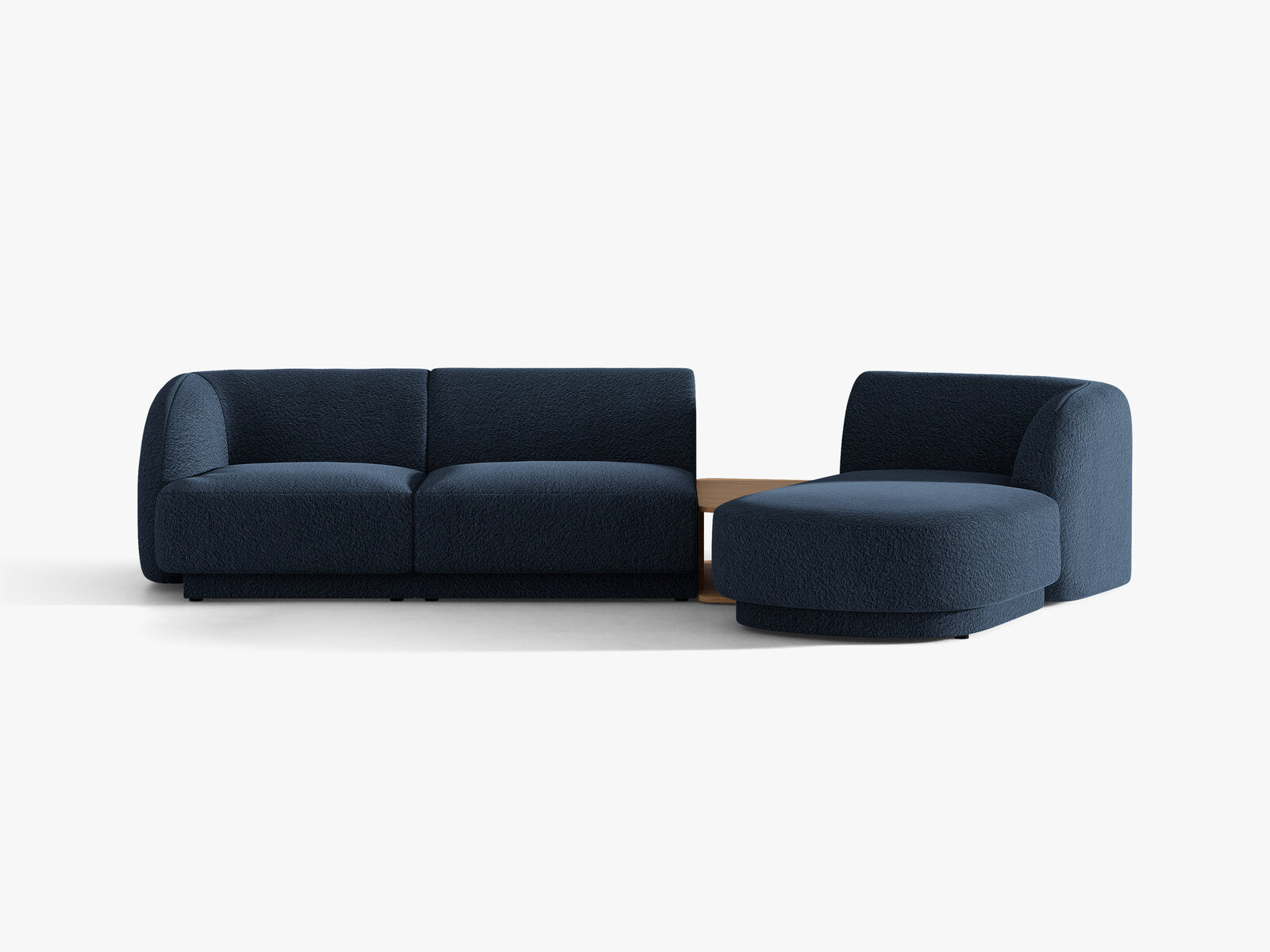 Micadoni Modulares Sofa Miley mit Recamiere 3-Sitzer Rechts Boucle Baloo Dunkelblau