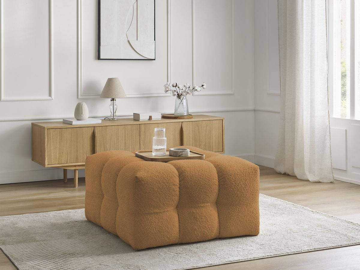 Bobochic Cloud Pouf Bouclé-Stoff Gelb