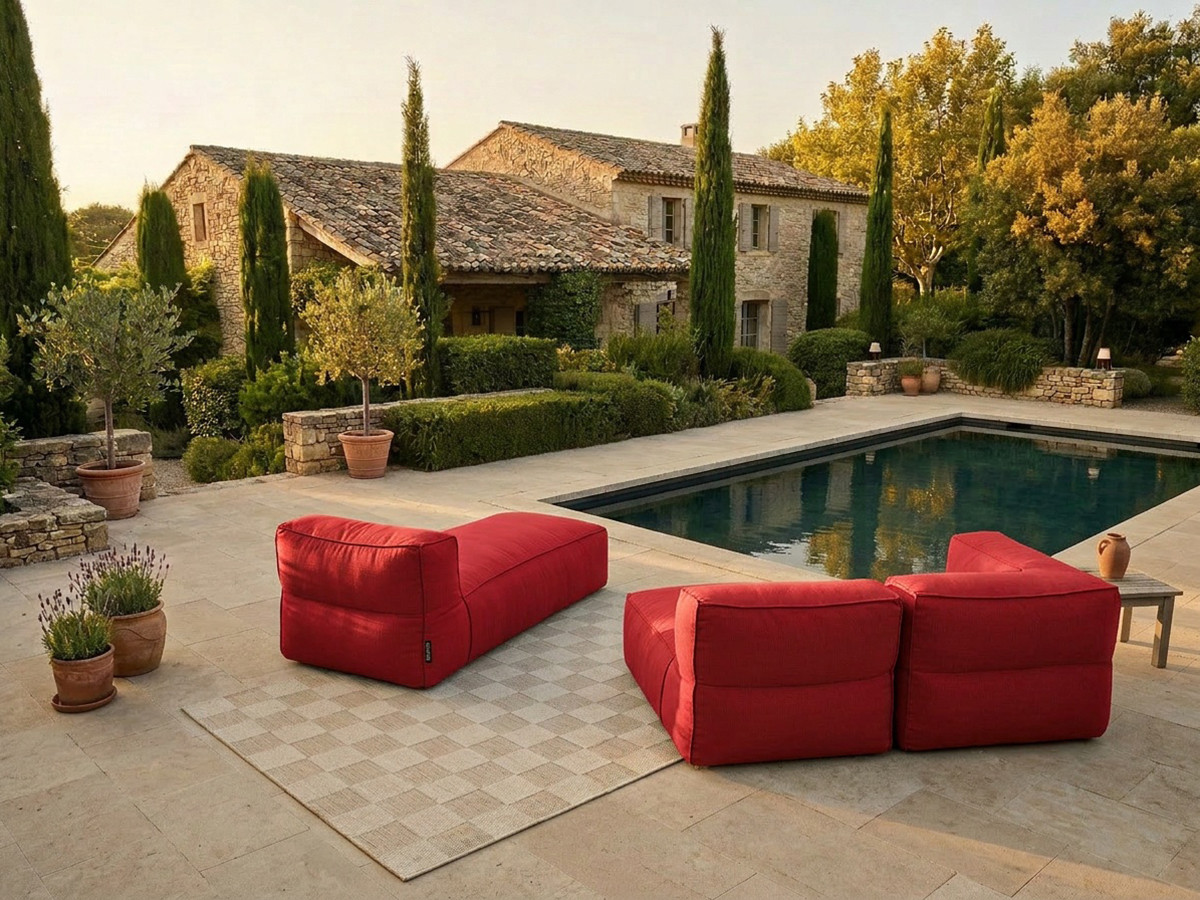 Bobochic Giulia Gartensofa 3-Sitzer 240 × 170 cm Stoff Rot
