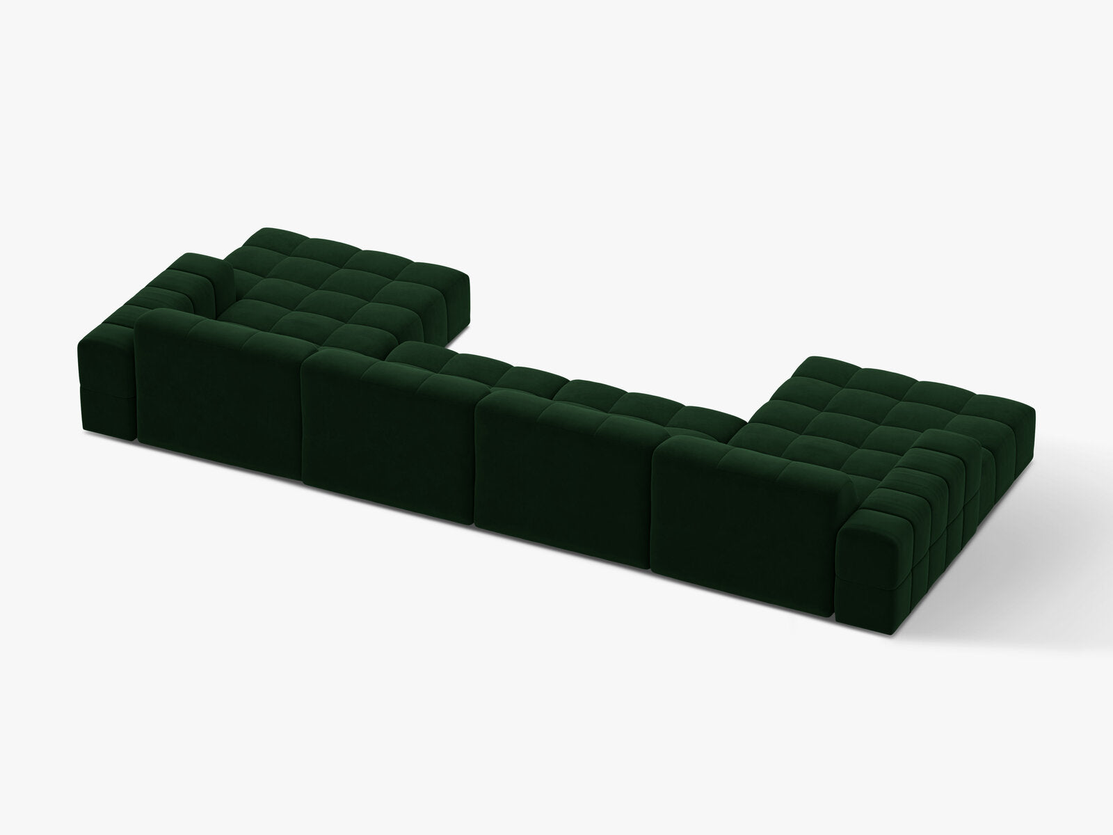 Micadoni Panorama Sofa Jennifer 6-Sitzer Samt Bluvel Flaschengrün