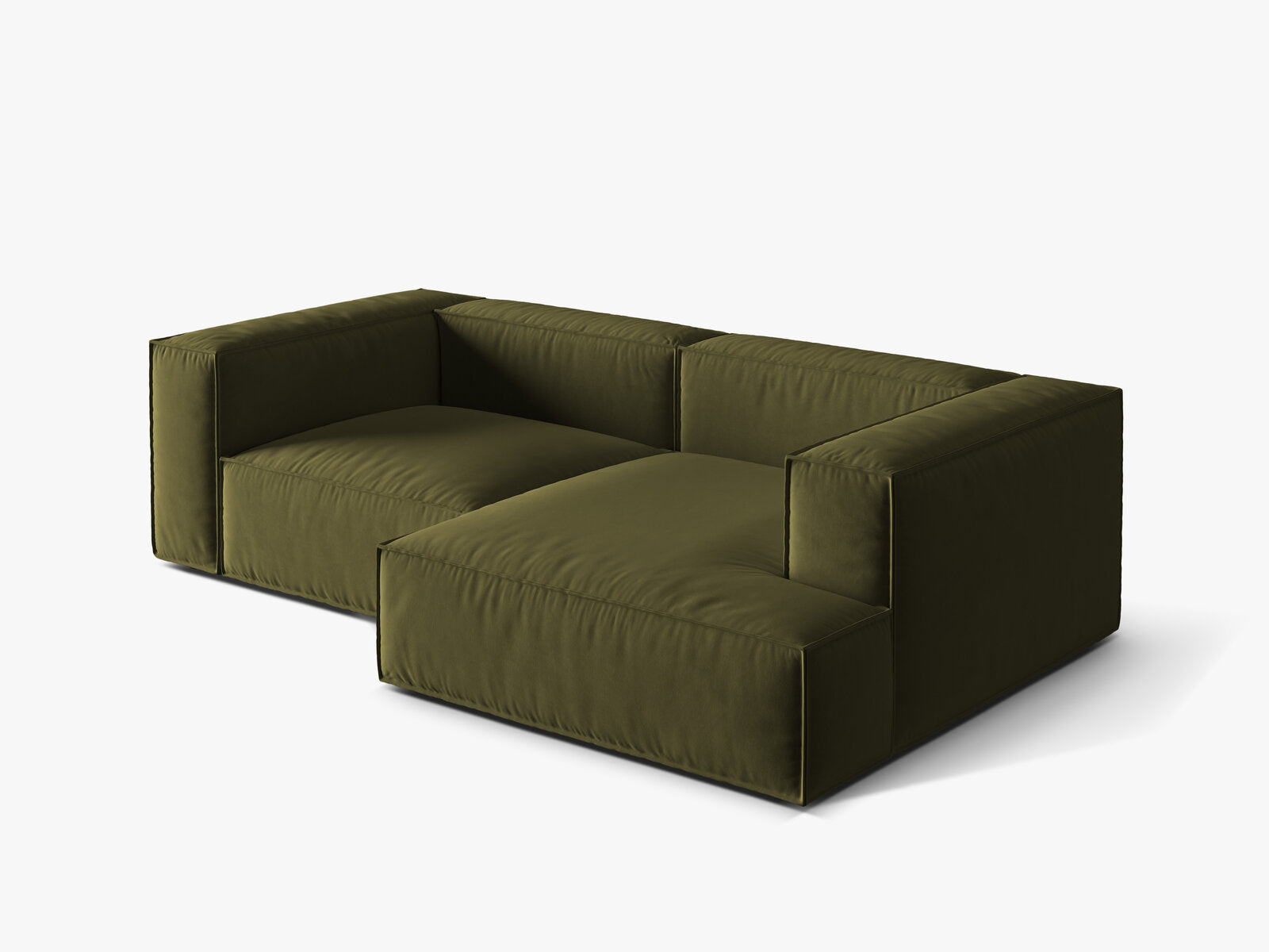 Micadoni Ecksofa Nuria 3-Sitzer Rechts Samt Moßgrün Melange