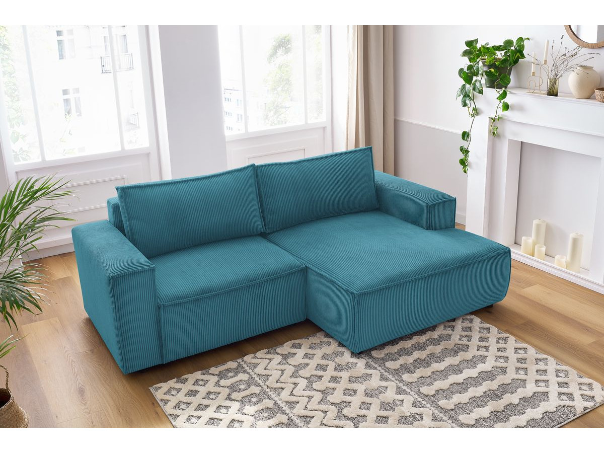Bobochic Nihad Ecksofa Cordsamt Dunkelblau Ecke rechts