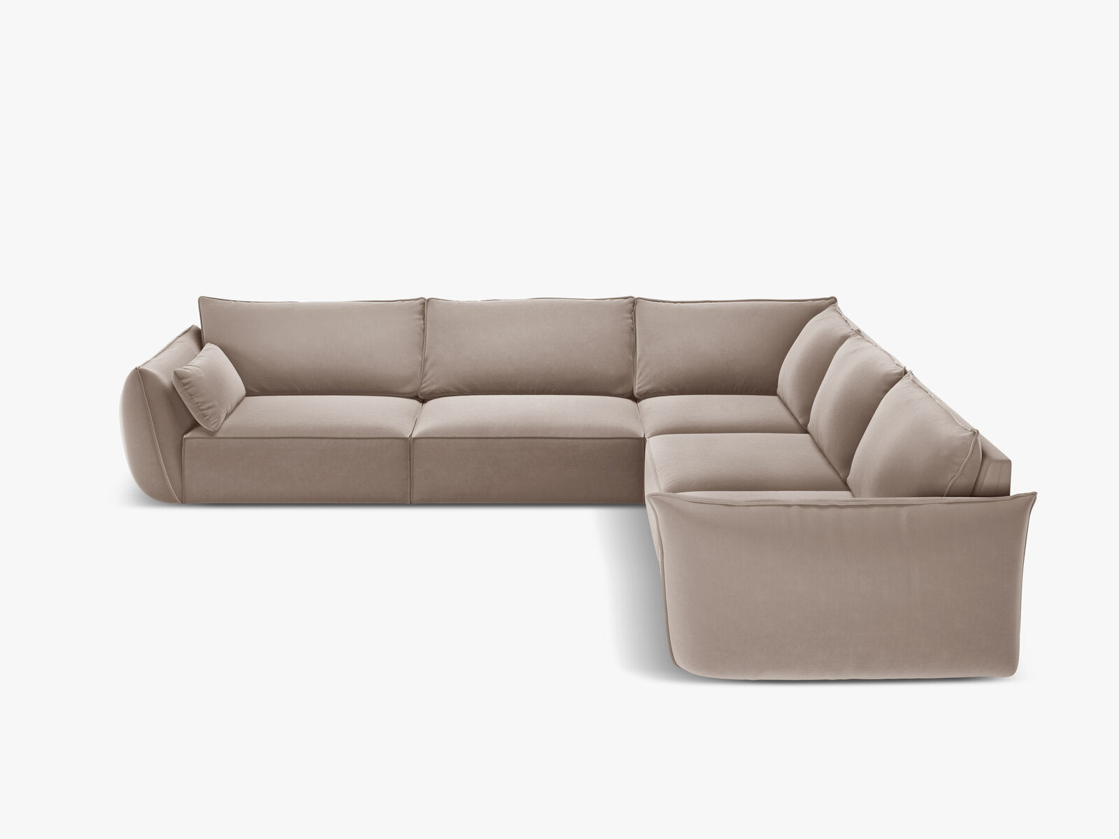 Micadoni Ecksofa Kaelle 7-Sitzer Samt Cappuccino
