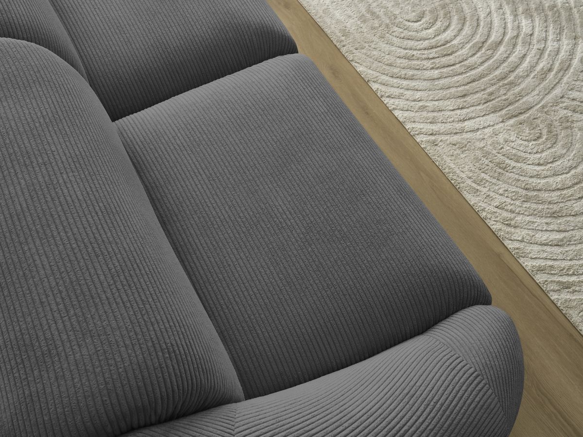 Bobochic Tina Sofa 3-Sitzer Cordsamt Dunkelgrau