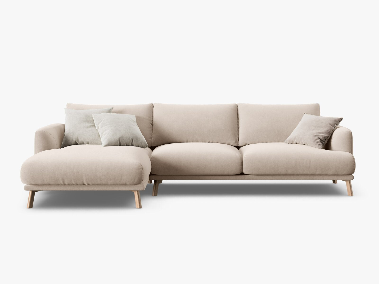 Micadoni Ecksofa Naomi 4-Sitzer Links Samt Salvador Beige