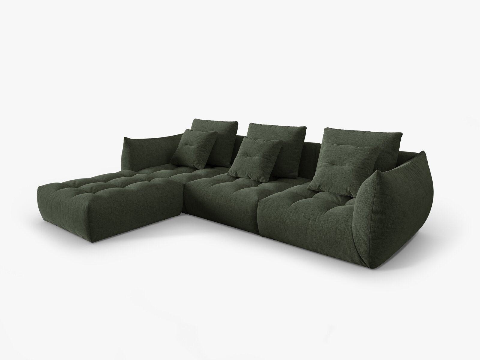 Micadoni Ecksofa Bloom 2-Sitzer Strukturierter Stoff Wind Moßgrün