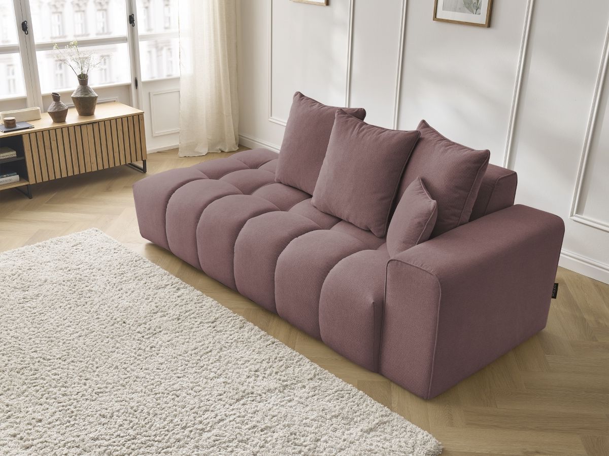 Bobochic Mont-blanc Sofa 4-Sitzer Melange-Stoff Rosa Armlehne rechts