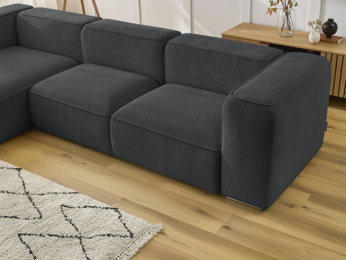 Bobochic Zephyr Ecksofa 349 × 165 cm Strukturstoff Dunkelgrau Ecke links