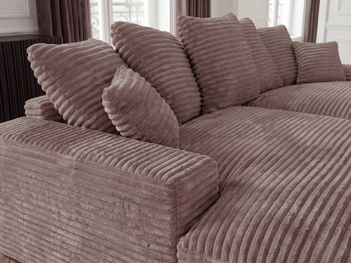 Bobochic Nevada Sofa 3-Sitzer 226 × 150 cm Breitcord weich Taupe
