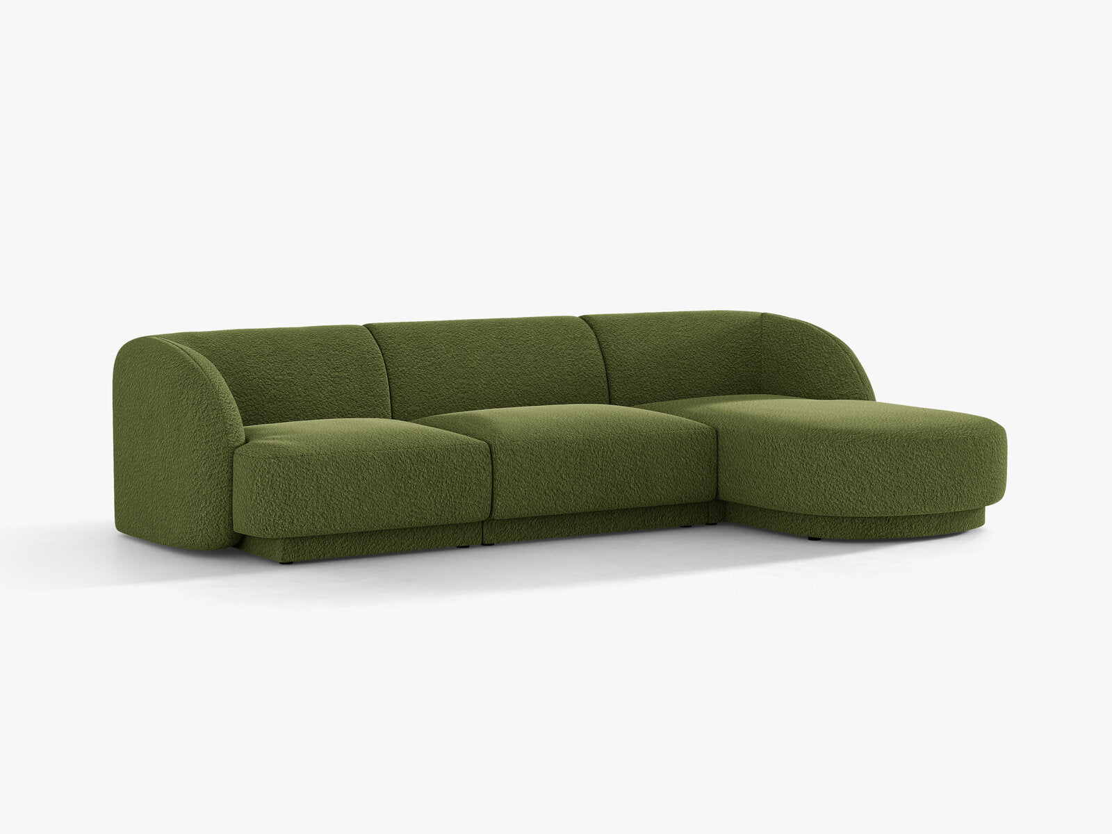 Micadoni Ecksofa Miley 4-Sitzer Rechts Boucle Baloo Dunkel-Olivgrün