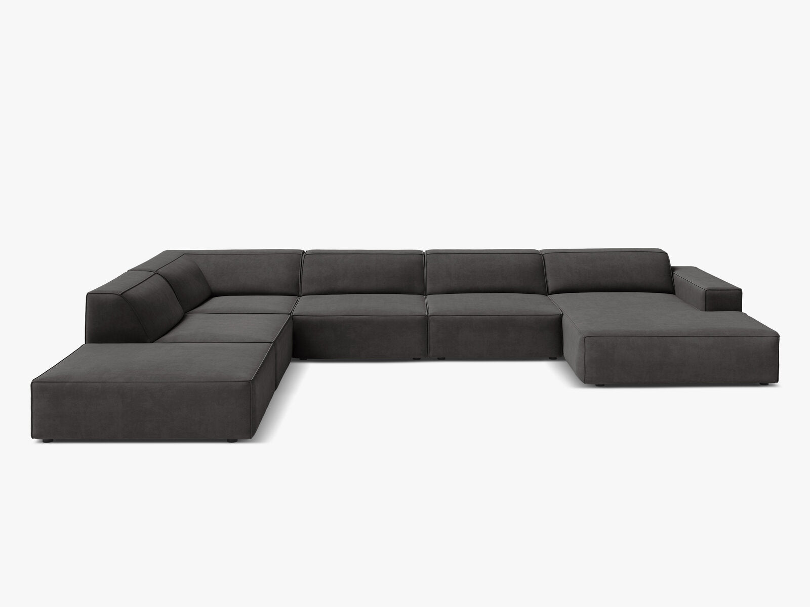 Micadoni Panorama-Ecksofa Jodie 7-Sitzer Links Samt Bluvel Grau