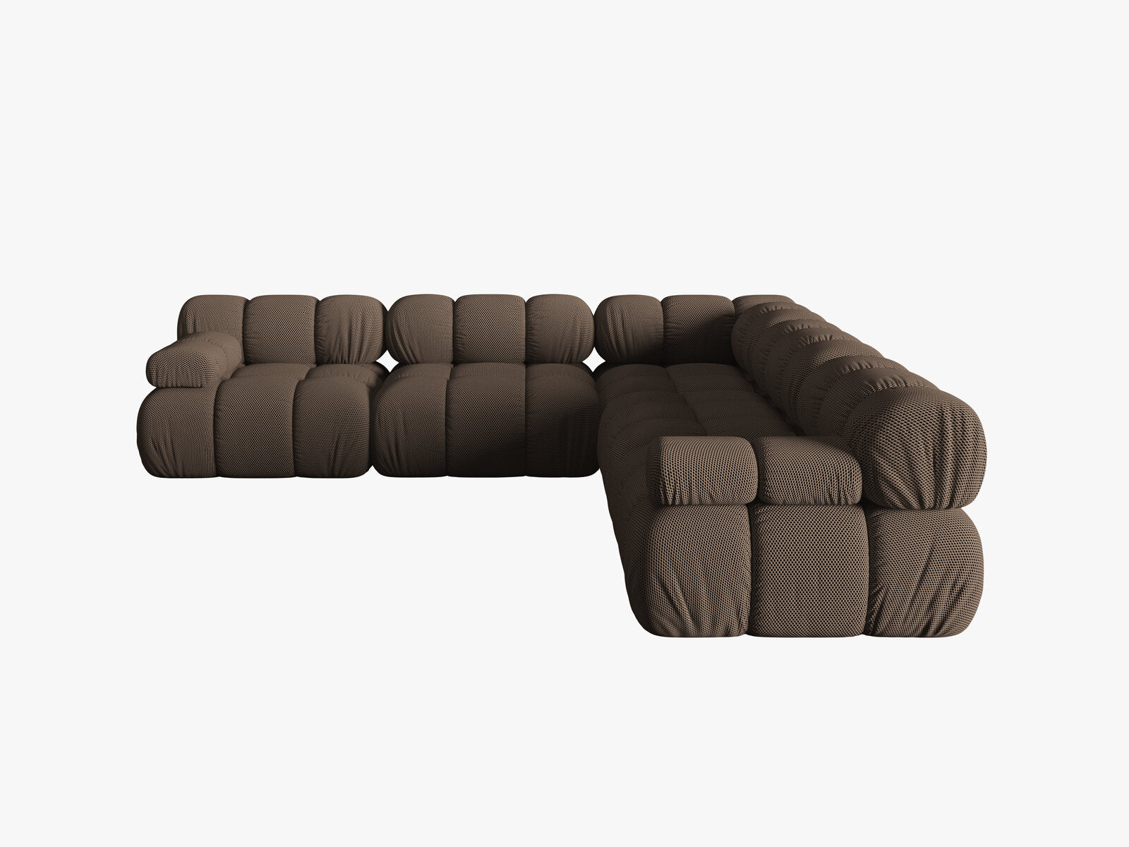 Micadoni Symmetrisches Ecksofa Bellis 5-Sitzer 3D-Stoff Sonic Braun