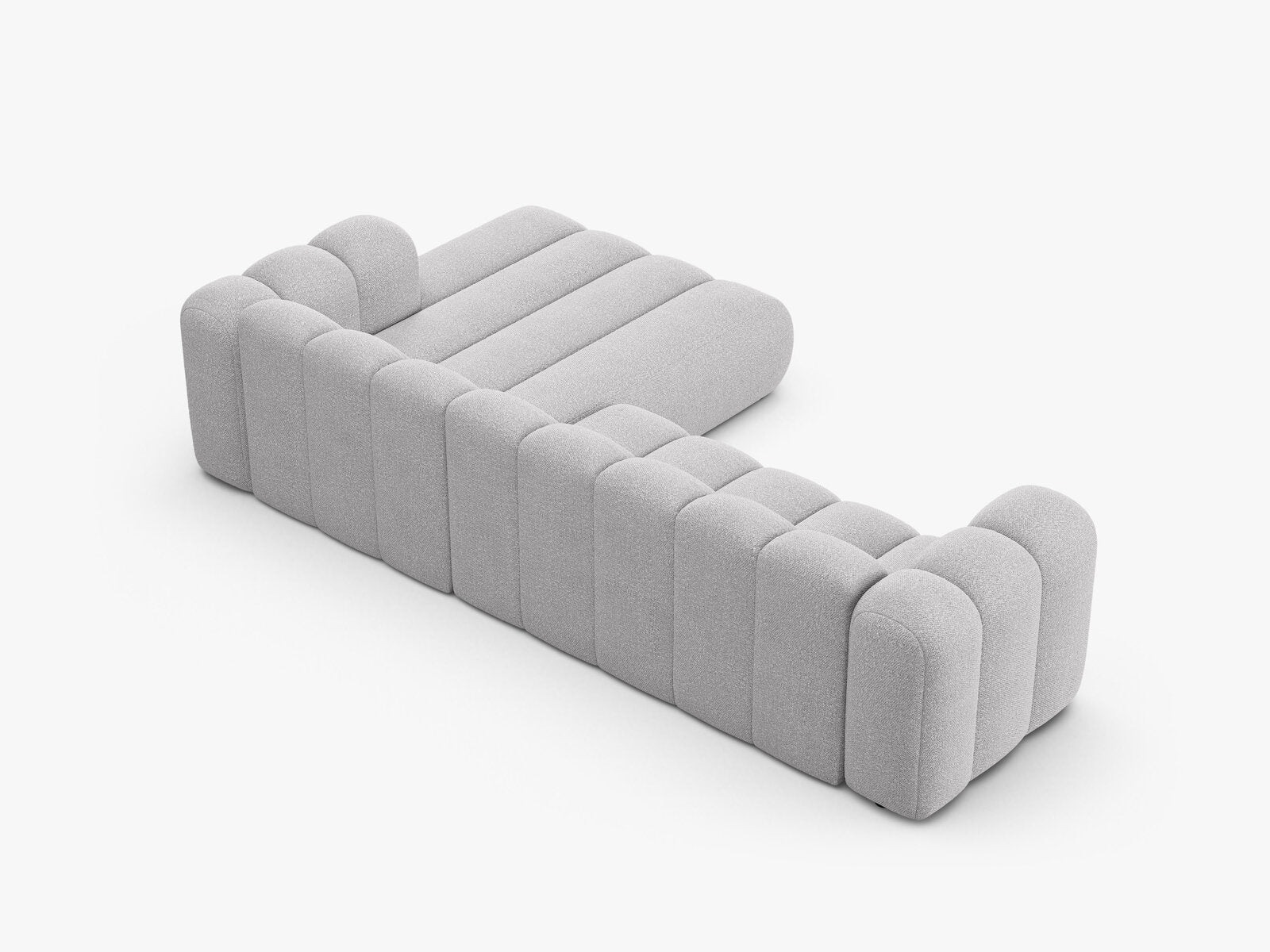 Micadoni Modulares Ecksofa Lupine 4-Sitzer Rechts Boucle Baloo Hellgrau