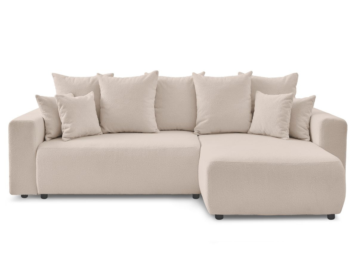 Bobochic Envy Ecksofa mit Schlaffunktion und Bettkasten Bouclé-Stoff Beige