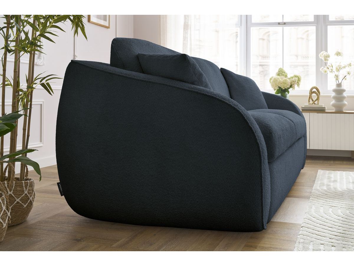 Bobochic Cezanne Schlafsofa 3-Sitzer Bouclé-Stoff Blau, Liegefläche 160 × 194 cm