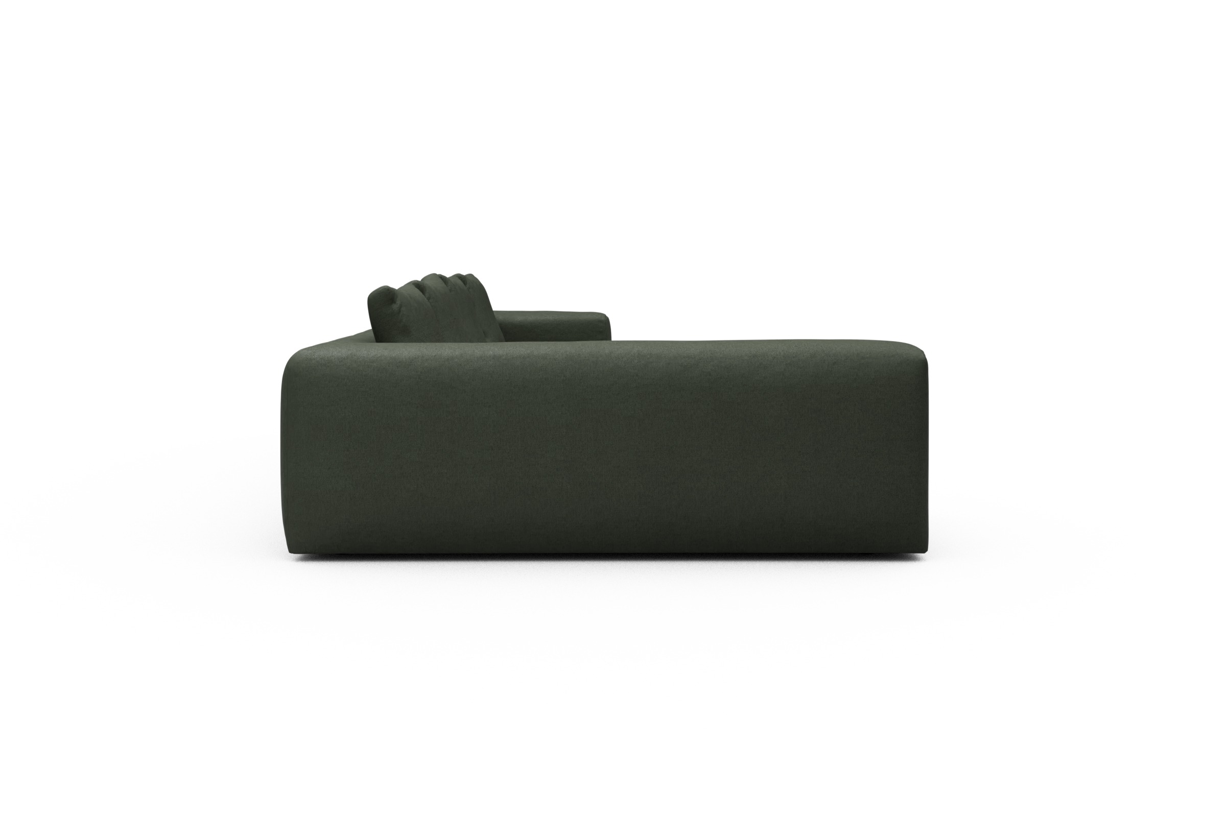 Wohnlandschaft Fred Chaiselongue rechts mit 2-Sitzer und lange Armlehne links Denari-Forest-Green