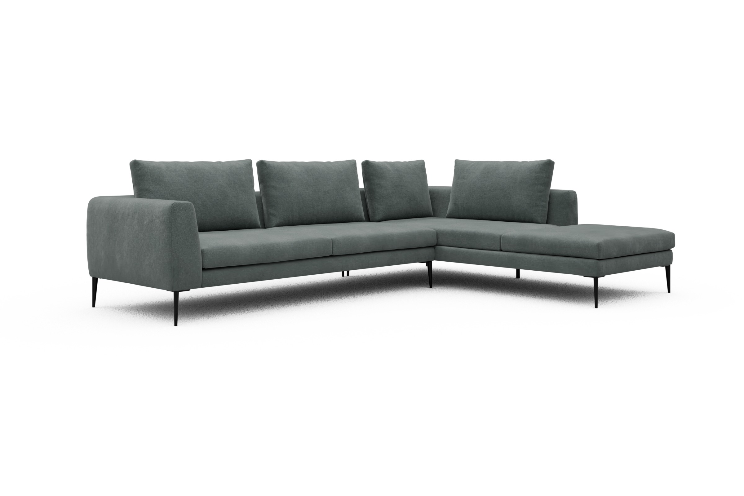 Ecksofa Paul Relax-Ecke links mit 3-Sitzer Smooth-Silver-Grey
