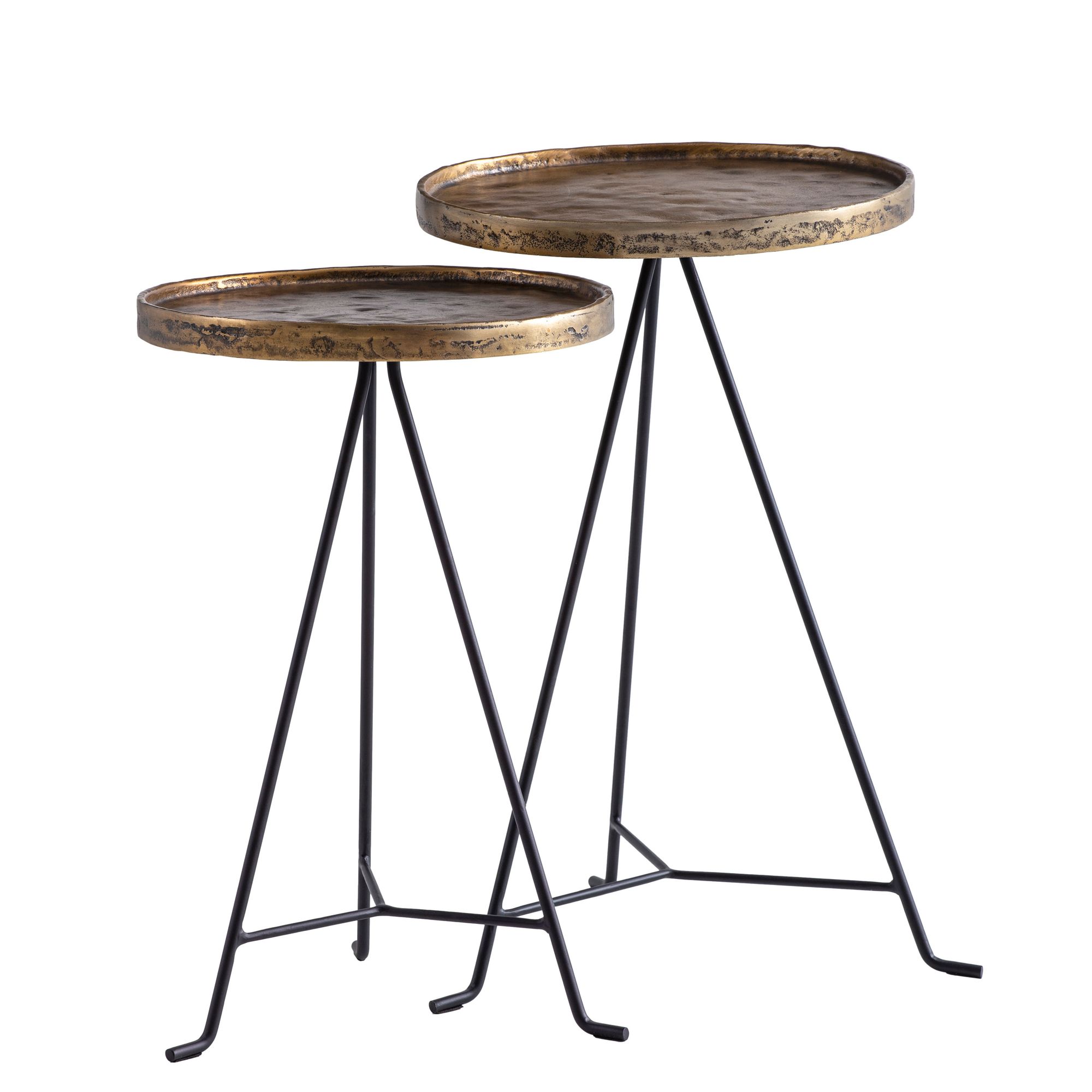 Satztisch 2er-Set Jorstad Aluminium Gold Ø 38 cm