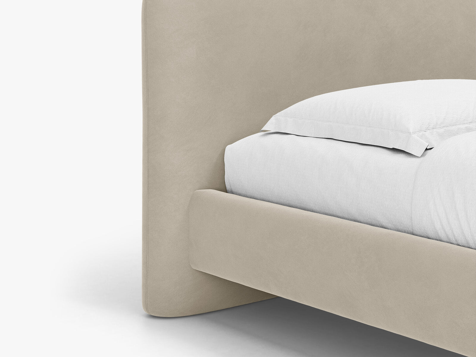 Micadoni Vera Bett mit Kopfteil Samt Casino Helles Beige 140x200