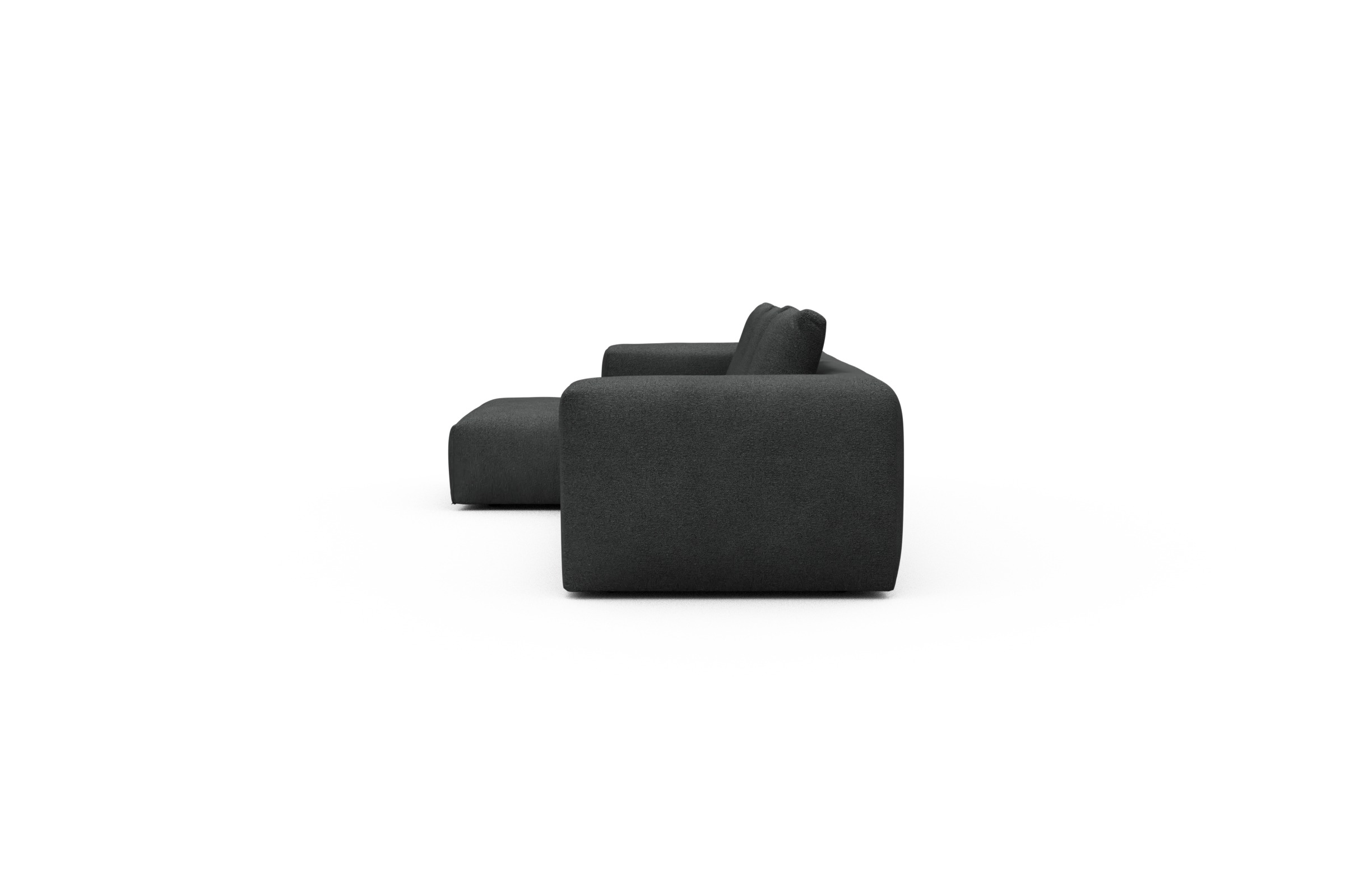 Ecksofa Fred Chaiselongue links mit 2,5-Sitzer Boucle-Charcoal