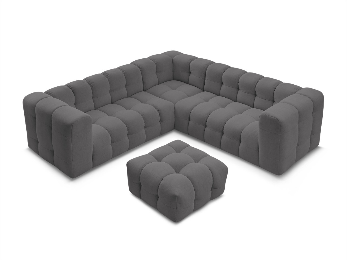 Bobochic Cloud Ecksofa mit Pouf 268 × 110 cm Stoff Dunkelgrau