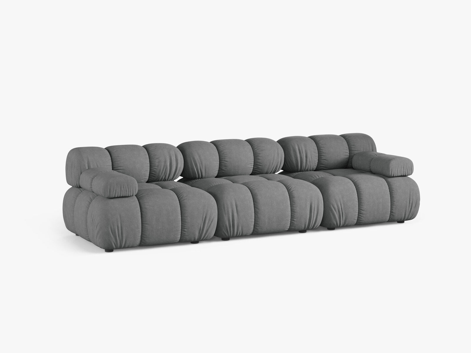Micadoni Modulares Sofa Bellis 3-Sitzer Strukturierter Stoff Liberty Grau