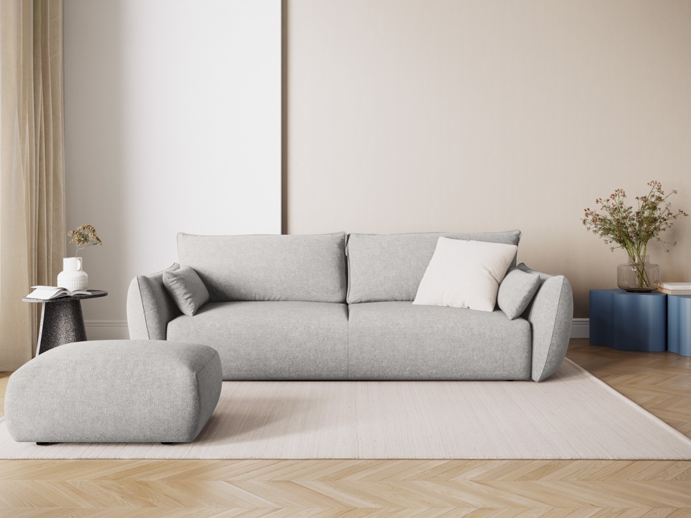 Cosmopolitan Design Schlafsofa Matera 3-Sitzer mit Bettkasten Chenille Eden Silber