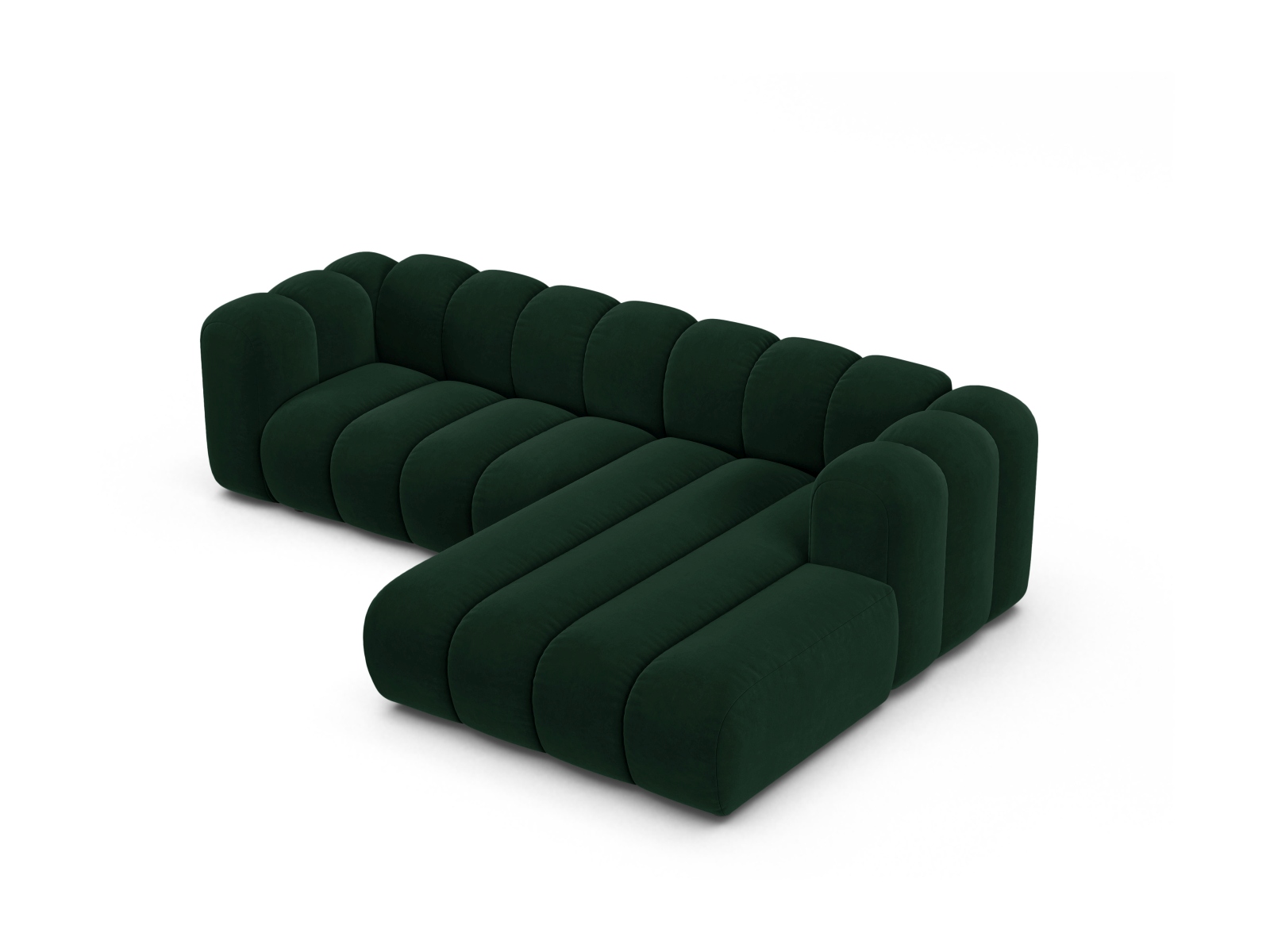 Micadoni Modulares Ecksofa Lupine 4-Sitzer mittelgroß Rechts Samt Salvador Flaschengrün